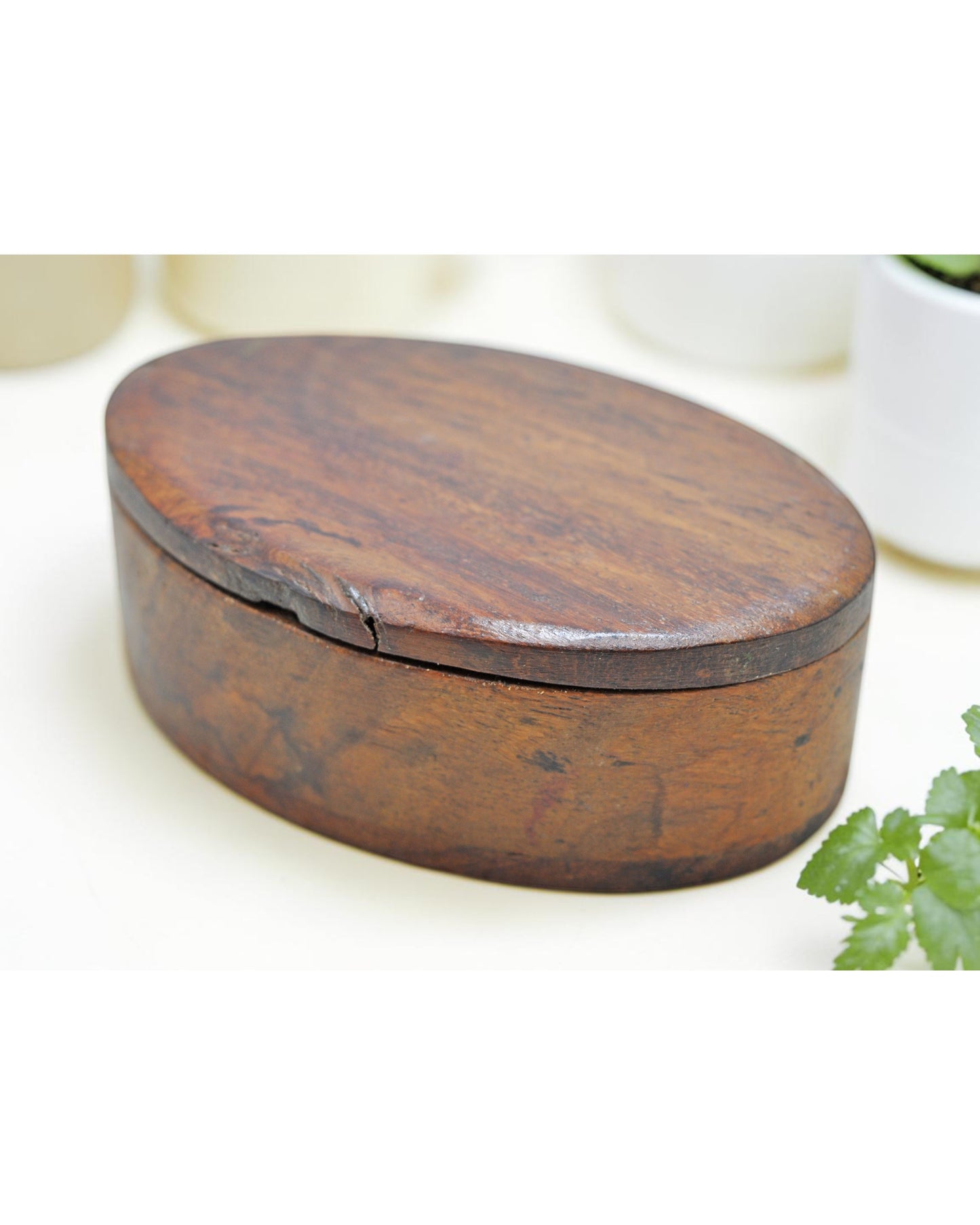 Vintage Wooden Small Kum Kum Powder Tika Box Original Old Hand Crafted