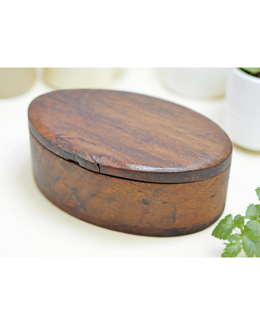 Vintage Wooden Small Kum Kum Powder Tika Box Original Old Hand Crafted