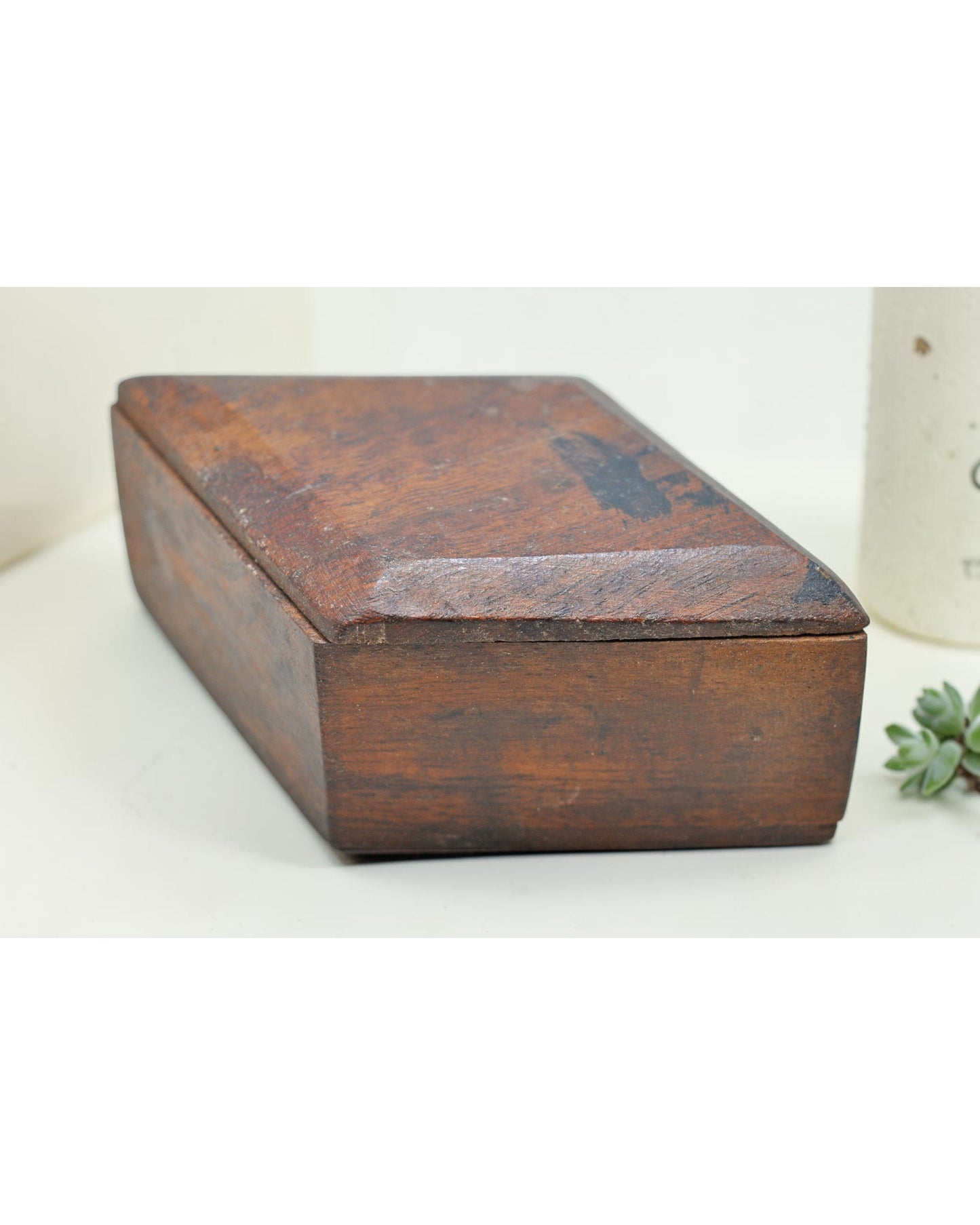 Vintage Wooden Small Kum Kum Powder Tika Box Original Old Hand Crafted