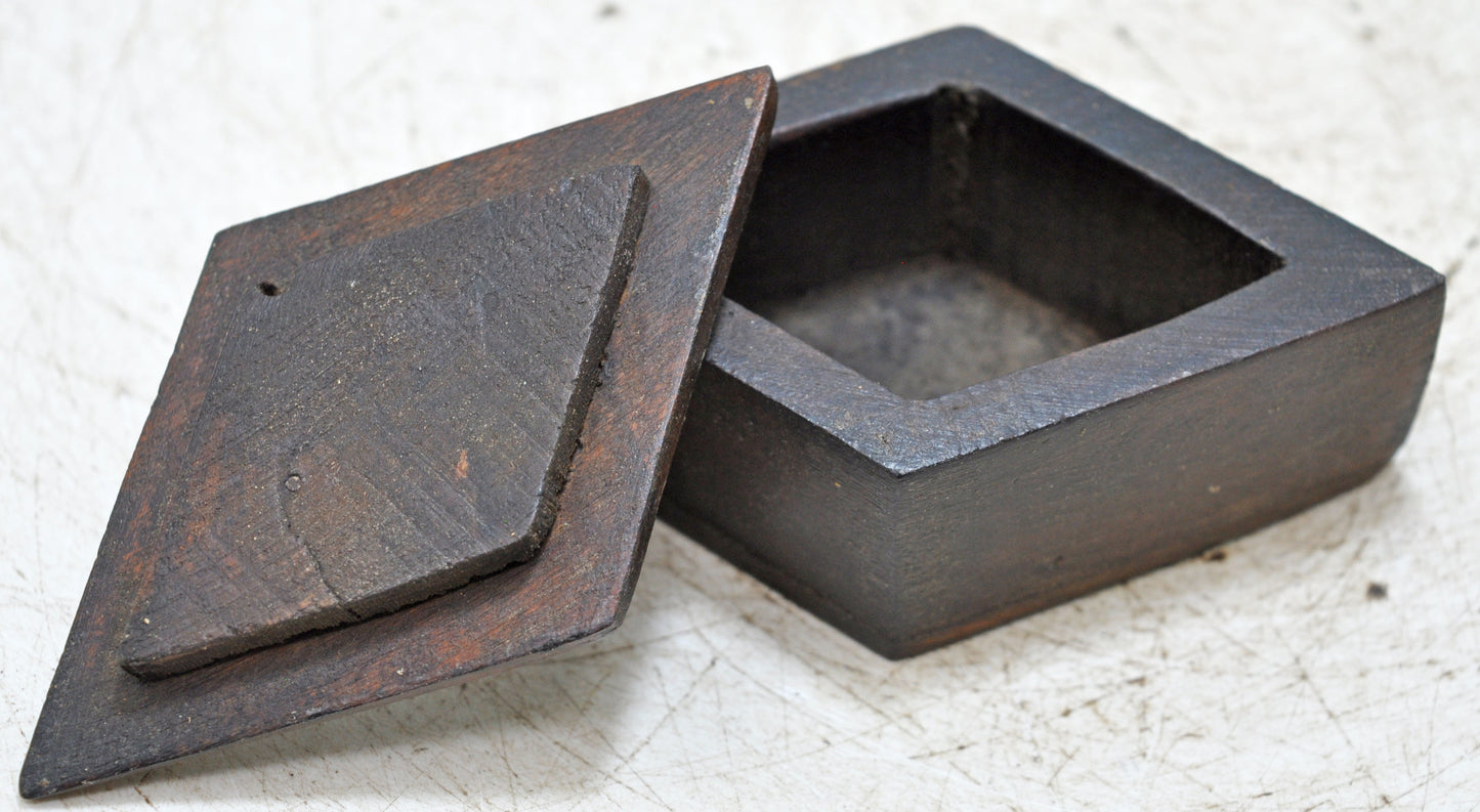 Vintage Wooden Small Kum Kum Powder Tika Box Original Old Hand Crafted
