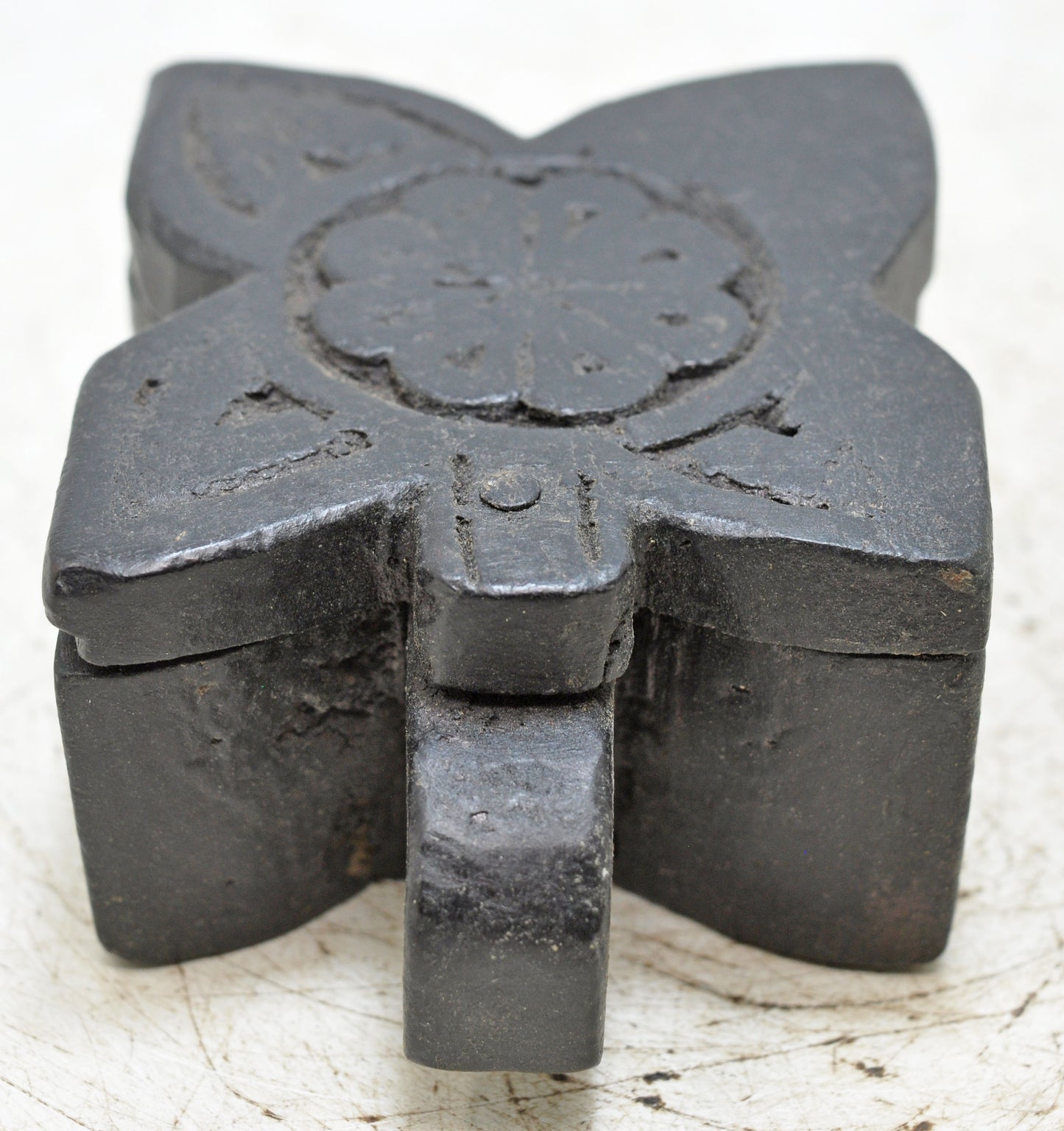 Antique Wooden Kitchenware Spice Box Original Old Hand Carved