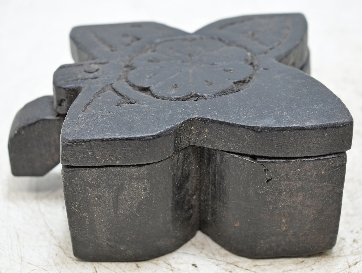 Antique Wooden Kitchenware Spice Box Original Old Hand Carved