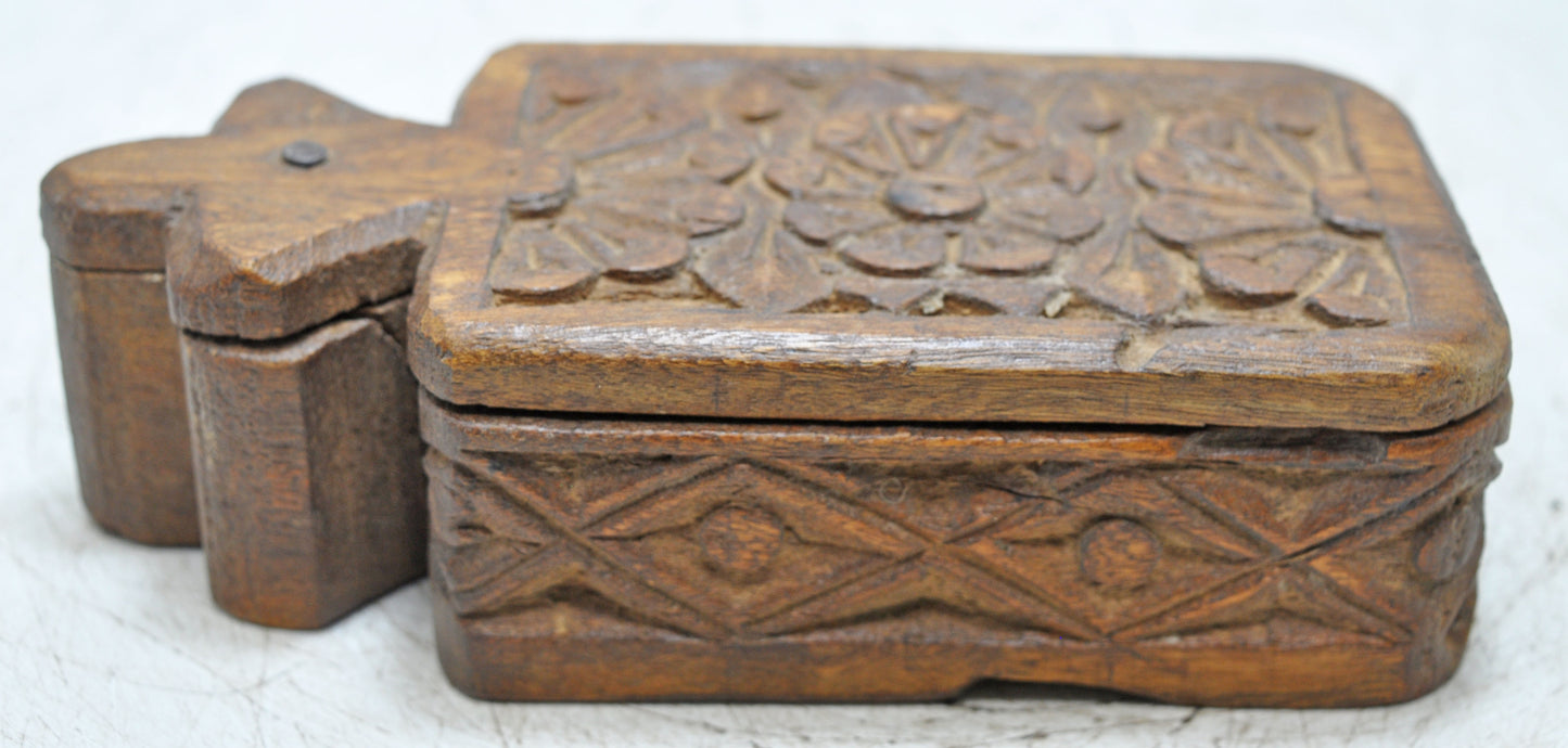 Antique Wooden Small Kum Kum Powder Tika Box Original Old Hand Crafted