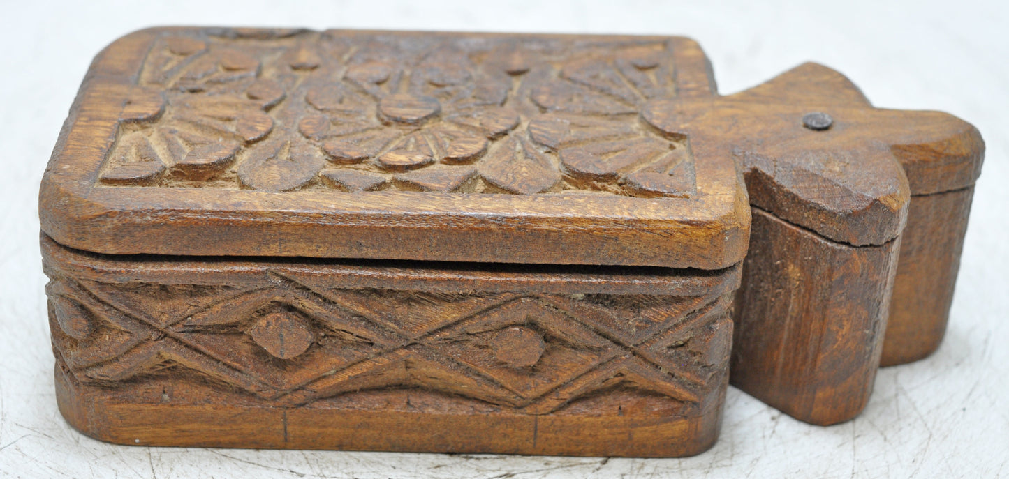 Antique Wooden Small Kum Kum Powder Tika Box Original Old Hand Crafted