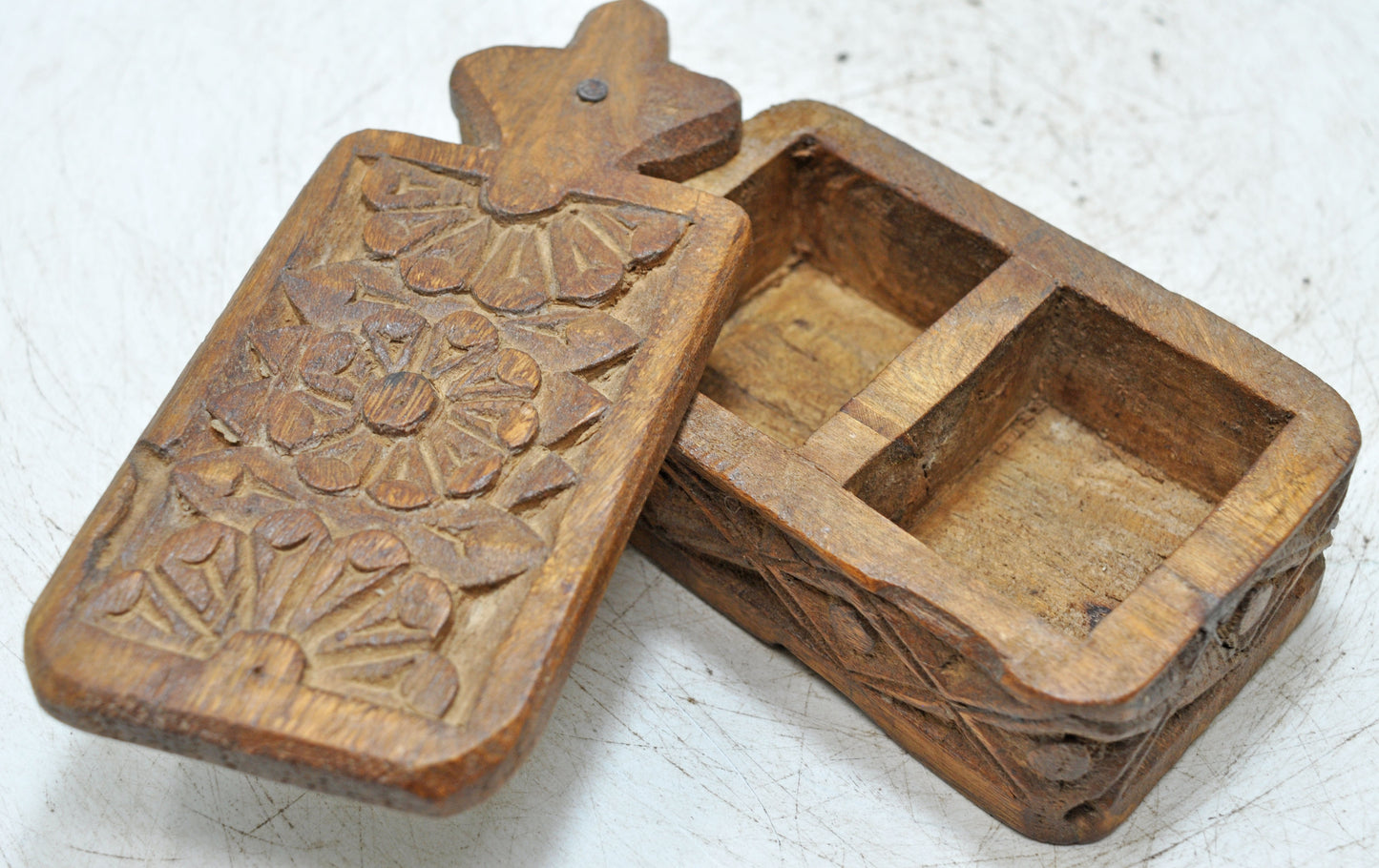 Antique Wooden Small Kum Kum Powder Tika Box Original Old Hand Crafted