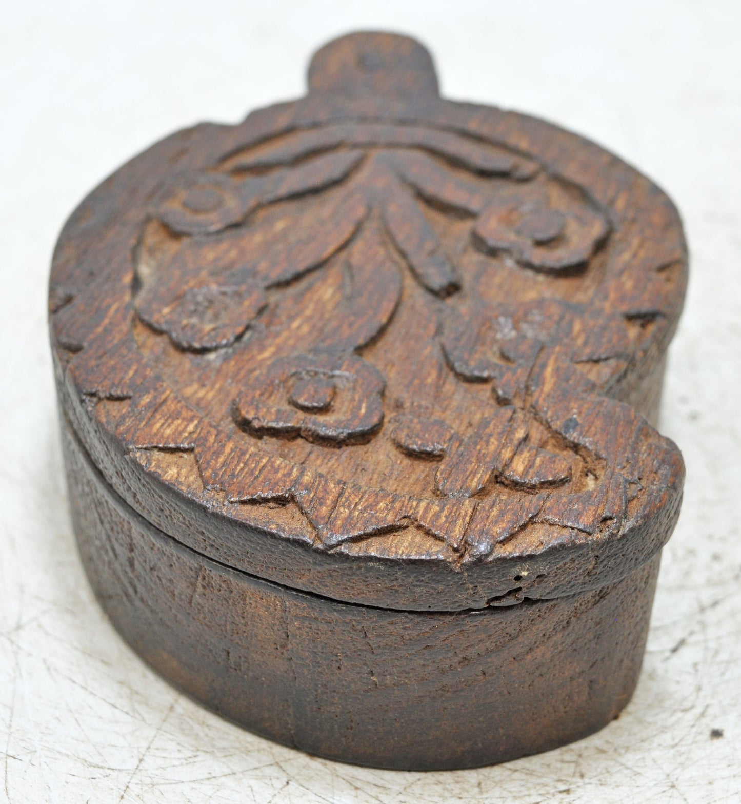Antique Wooden Small Kum Kum Powder Tika Box Original Old Hand Crafted