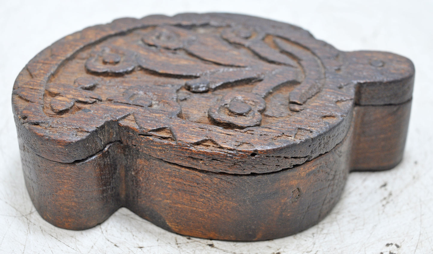 Antique Wooden Small Kum Kum Powder Tika Box Original Old Hand Crafted