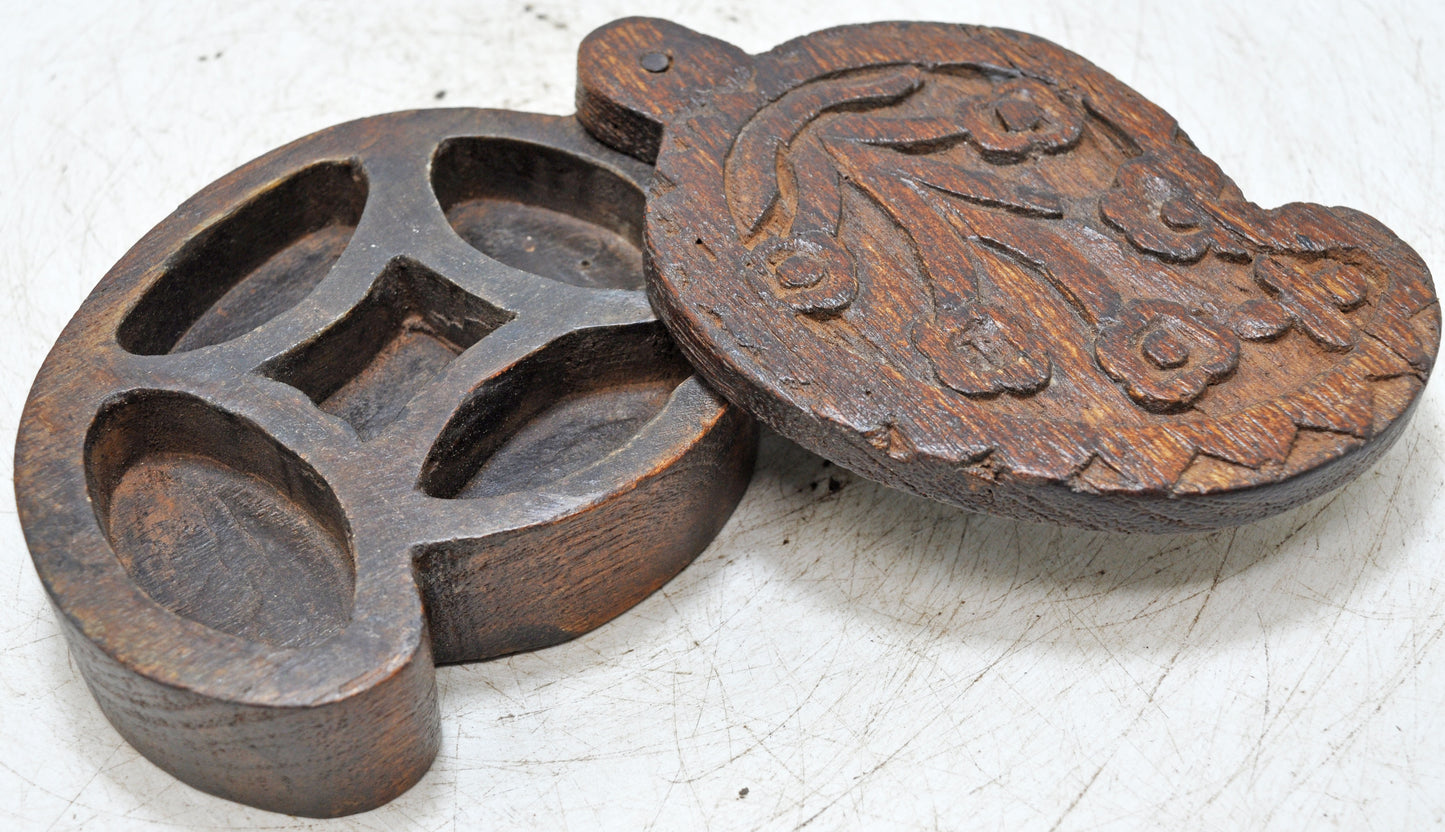 Antique Wooden Small Kum Kum Powder Tika Box Original Old Hand Crafted