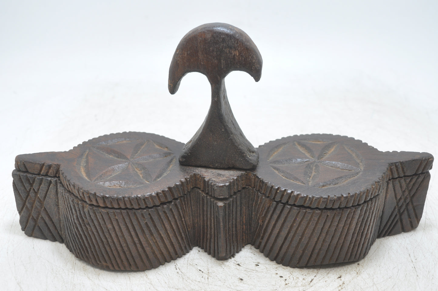 Antique Wooden Kitchenware Spice Box Original Old Hand Carved