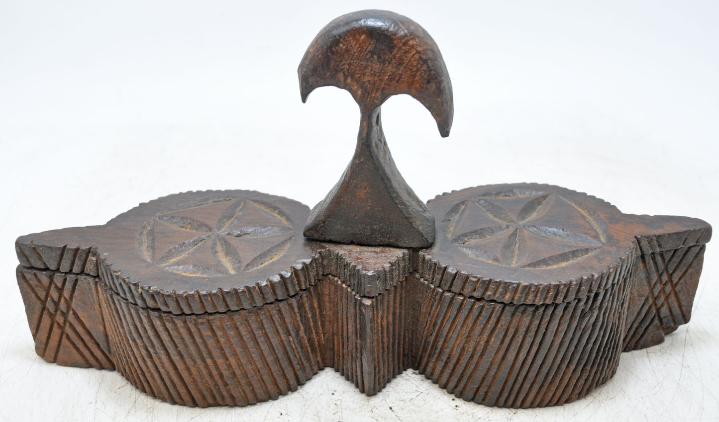 Antique Wooden Kitchenware Spice Box Original Old Hand Carved