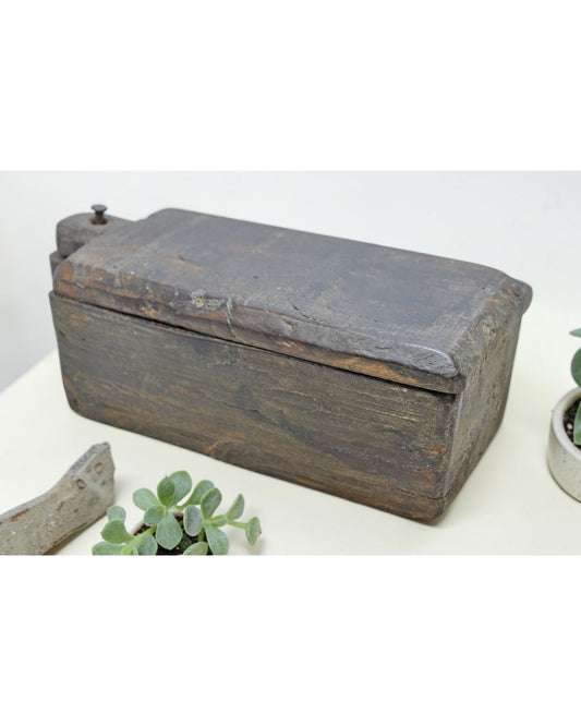 Antique Wooden Kitchenware Spice Box Original Old Hand Carved