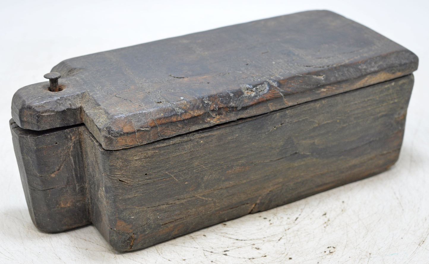 Antique Wooden Kitchenware Spice Box Original Old Hand Carved