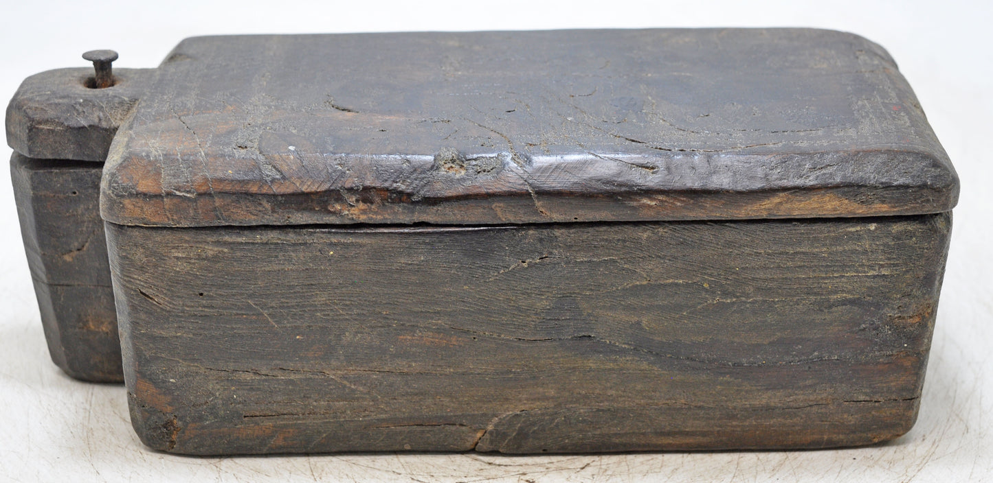 Antique Wooden Kitchenware Spice Box Original Old Hand Carved
