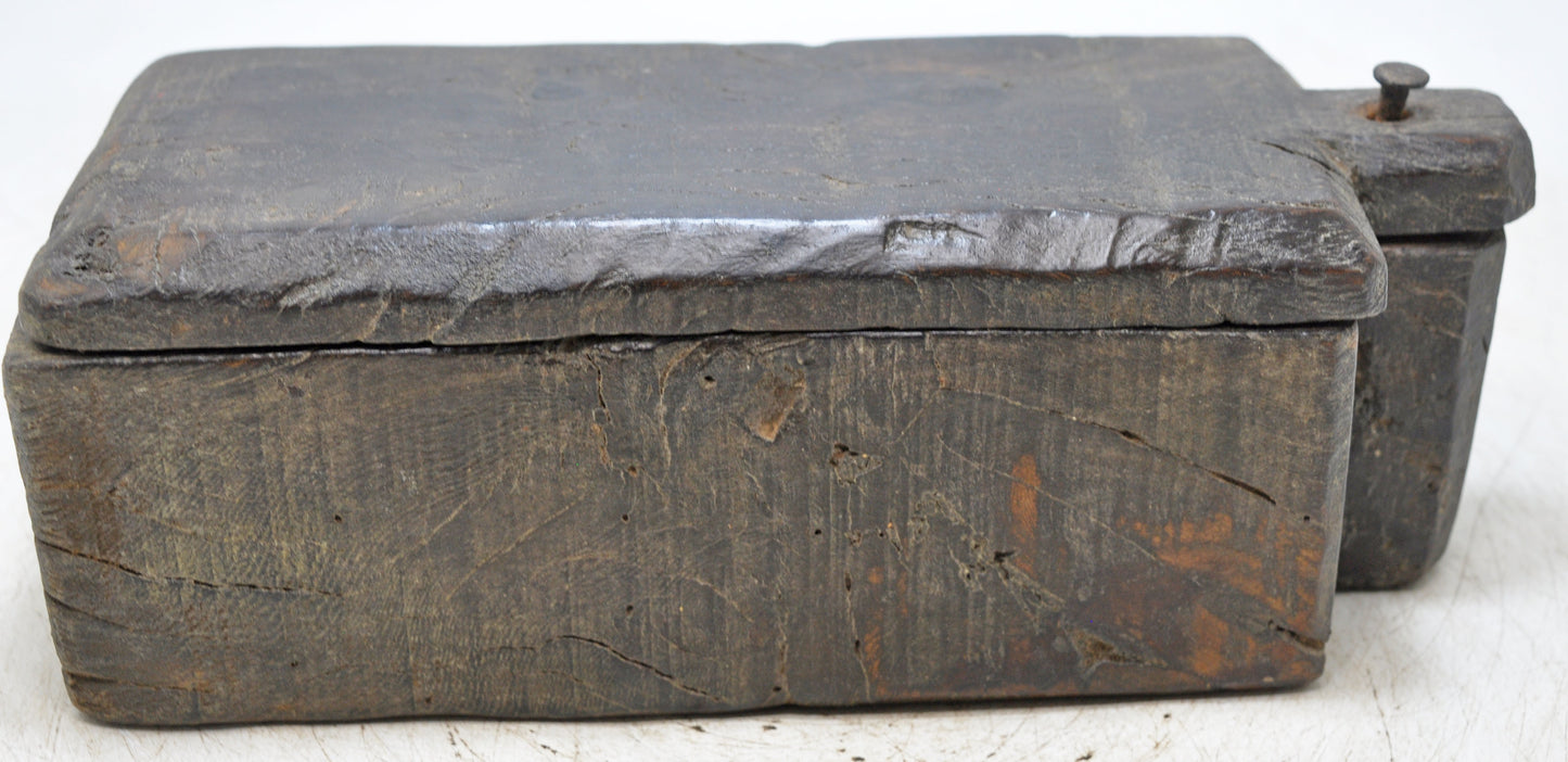 Antique Wooden Kitchenware Spice Box Original Old Hand Carved