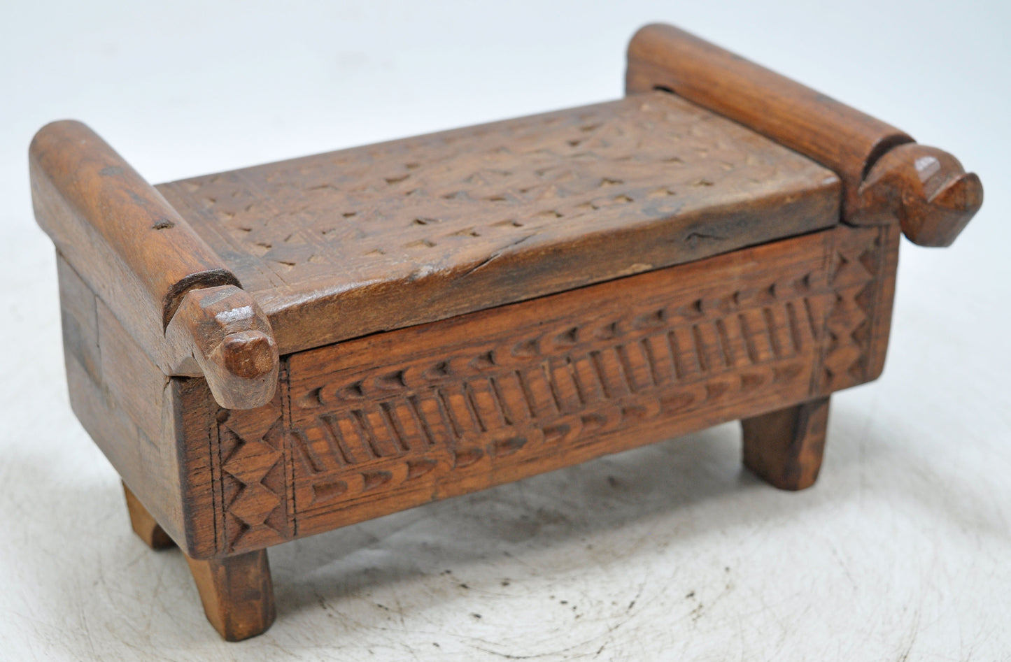 Antique Wooden Kitchenware Spice Box Original Old Hand Carved