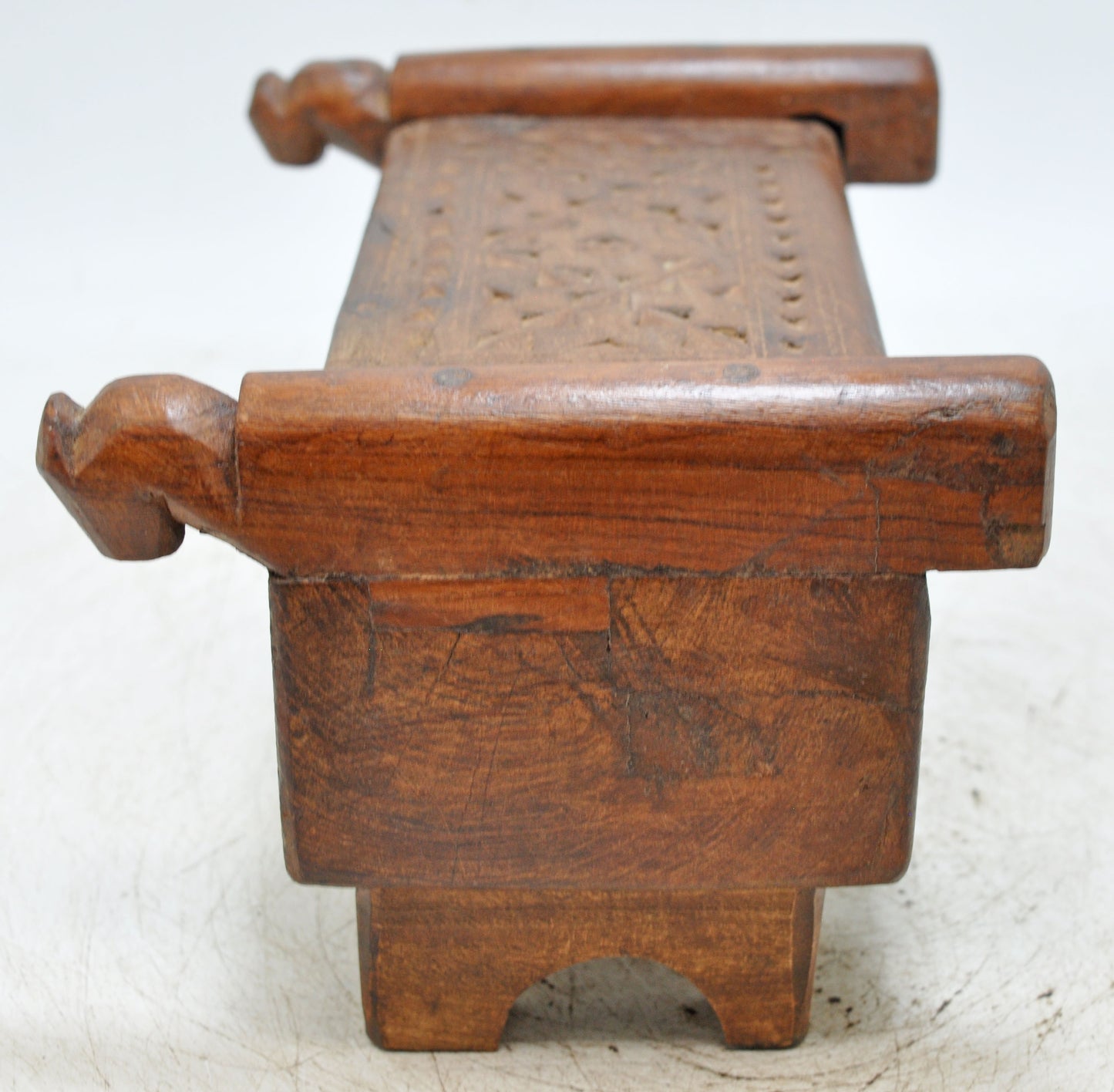 Antique Wooden Kitchenware Spice Box Original Old Hand Carved