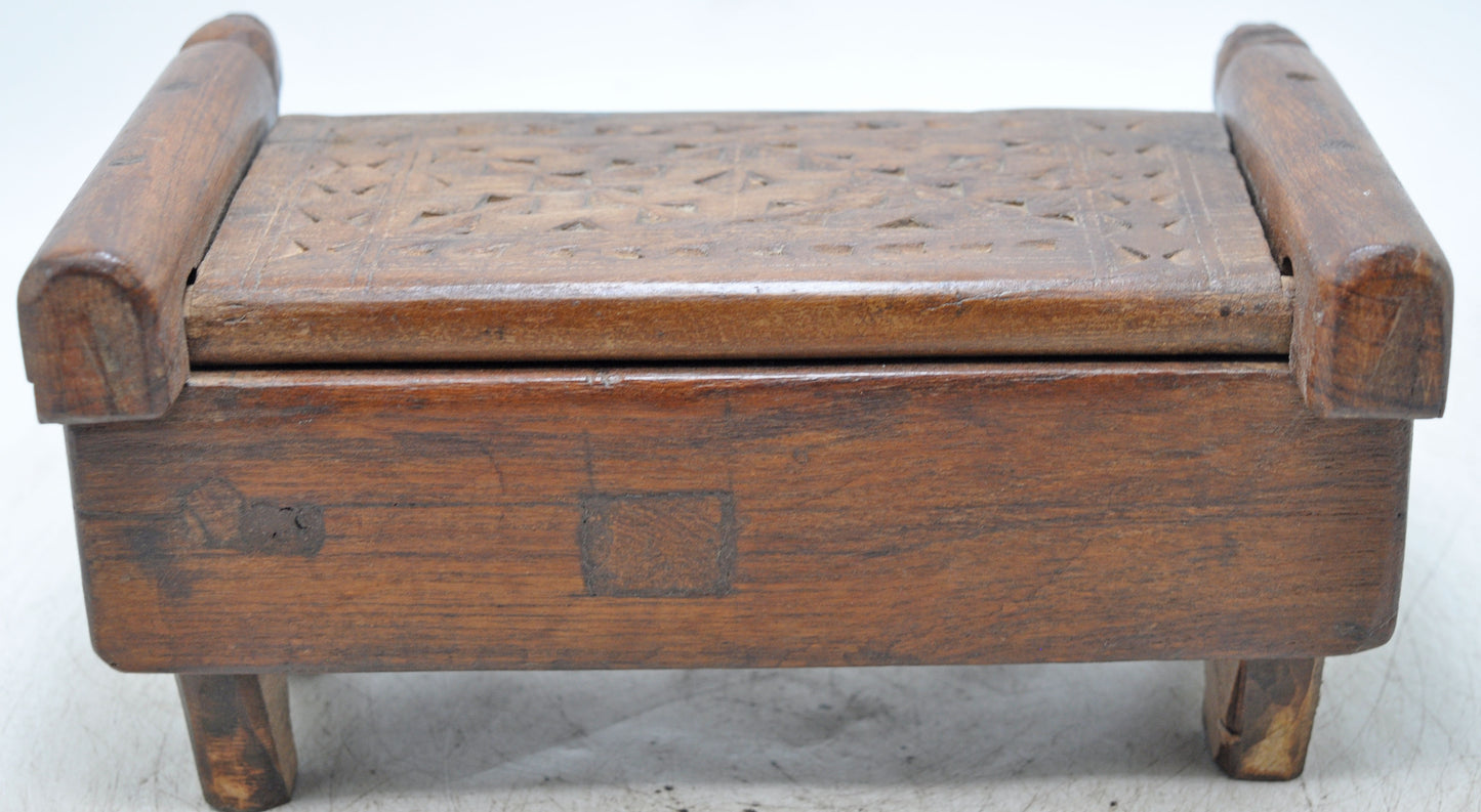 Antique Wooden Kitchenware Spice Box Original Old Hand Carved