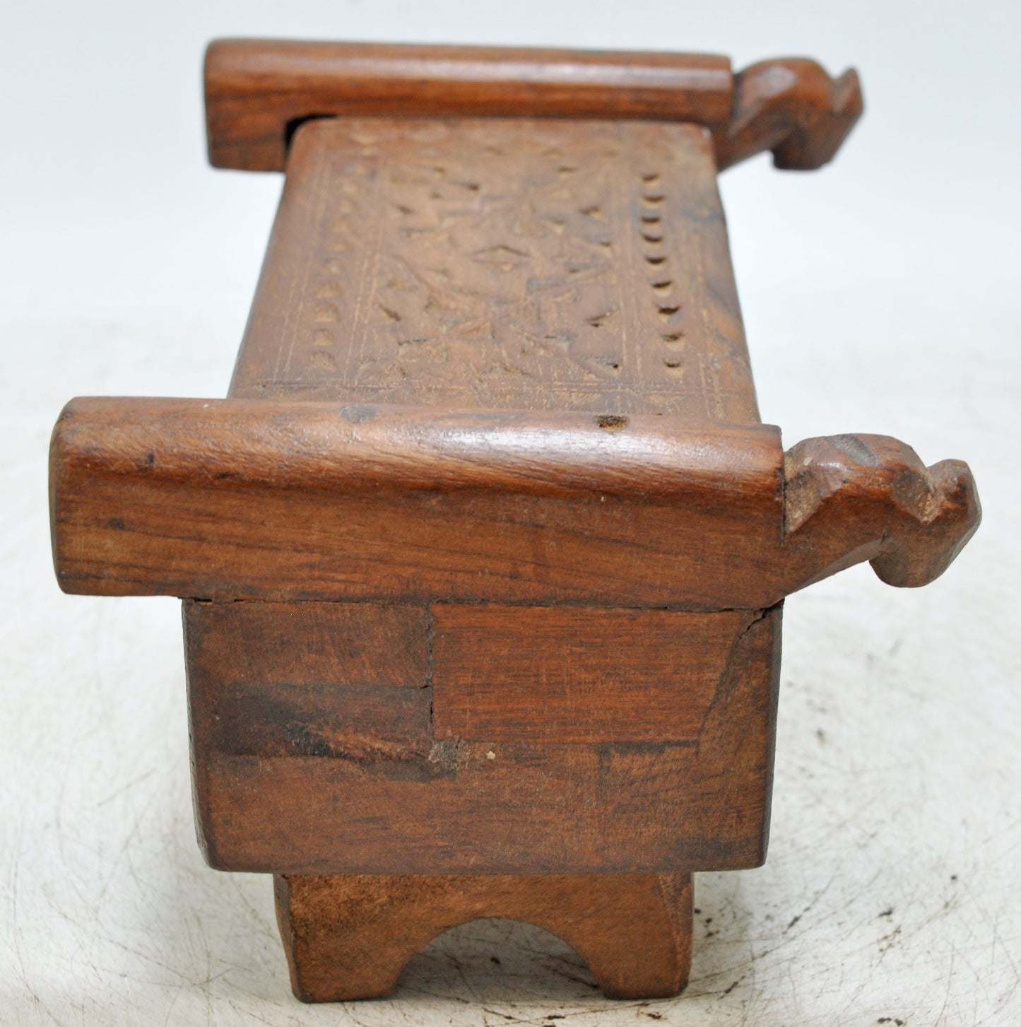 Antique Wooden Kitchenware Spice Box Original Old Hand Carved