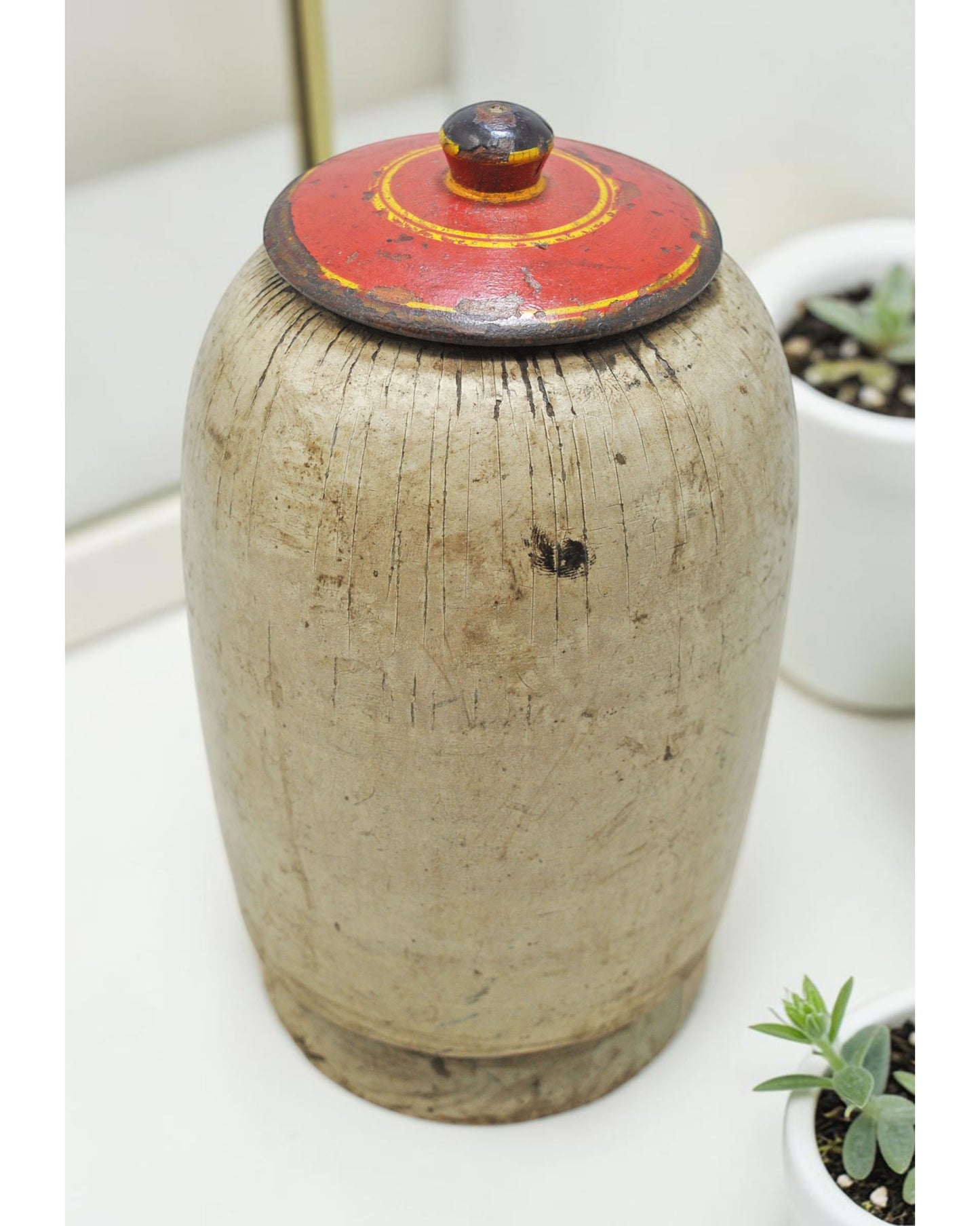 Vintage Wooden Candy Box Original Old Hand Carved Painted