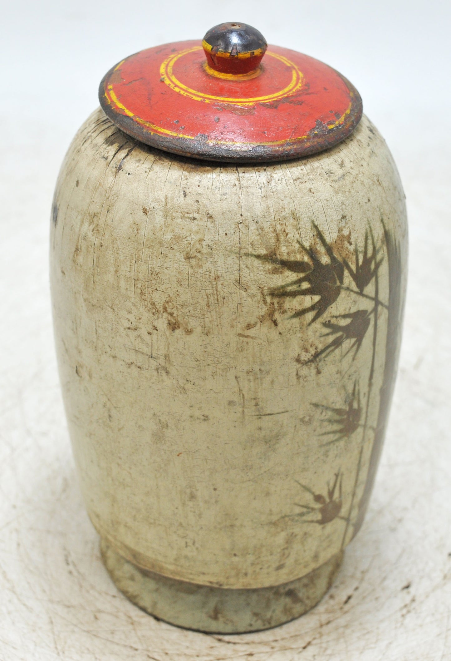 Vintage Wooden Candy Box Original Old Hand Carved Painted