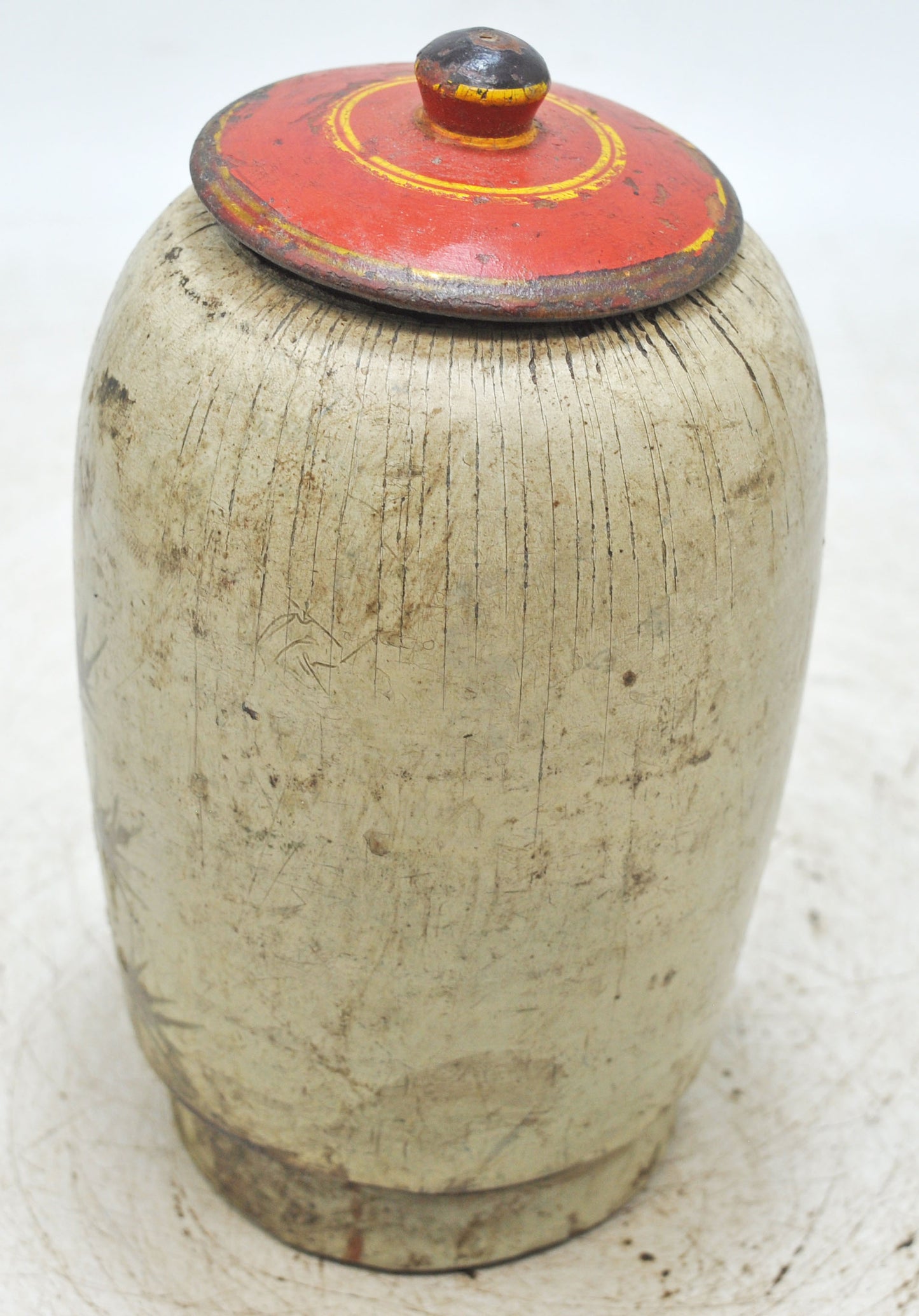 Vintage Wooden Candy Box Original Old Hand Carved Painted