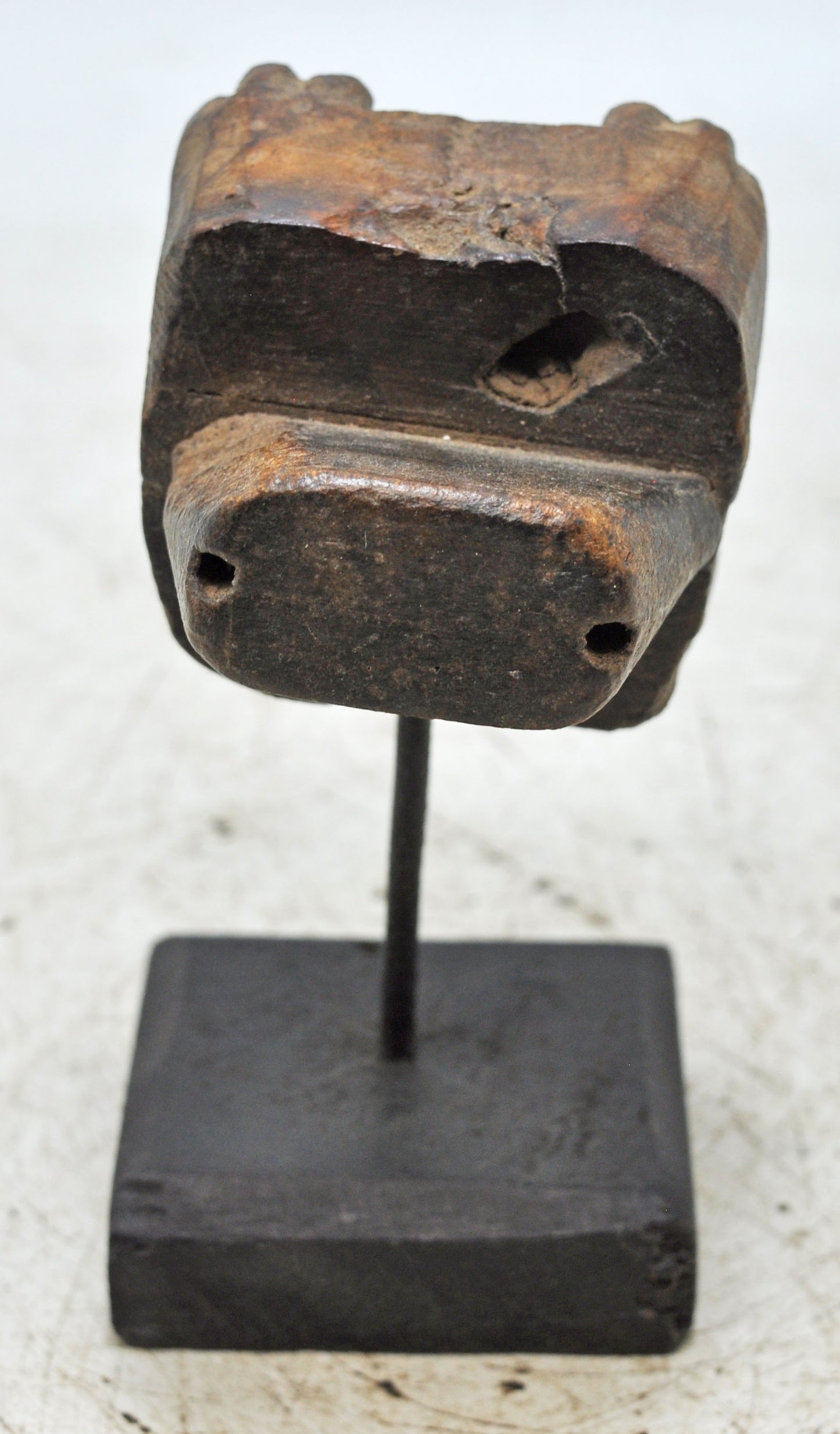 Antique Wooden Textile Printing Block Carving on Stand Original Old Hand Carved