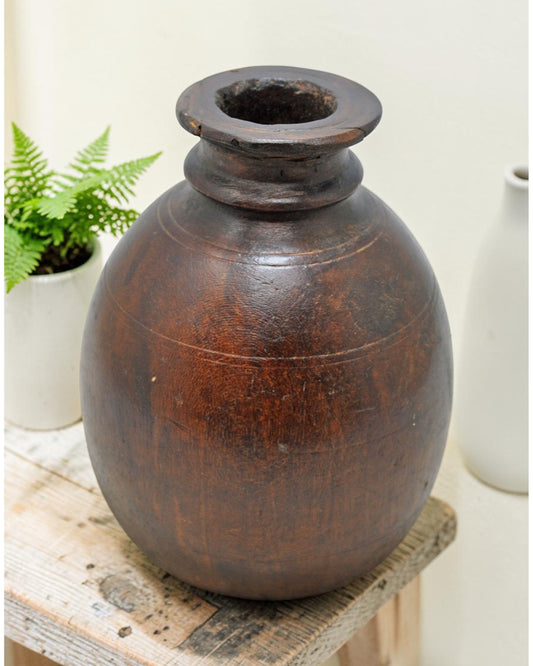 Antique Wooden Himalayan Water Storage Box Original Old Hand Carved