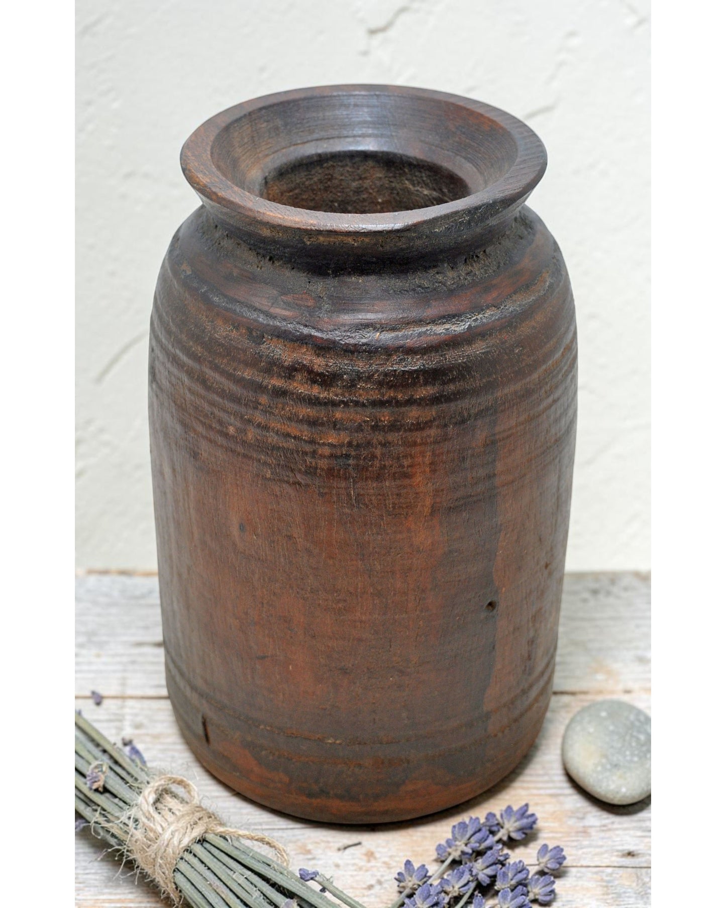 Antique Wooden Himalayan Water Storage Box Original Old Hand Carved