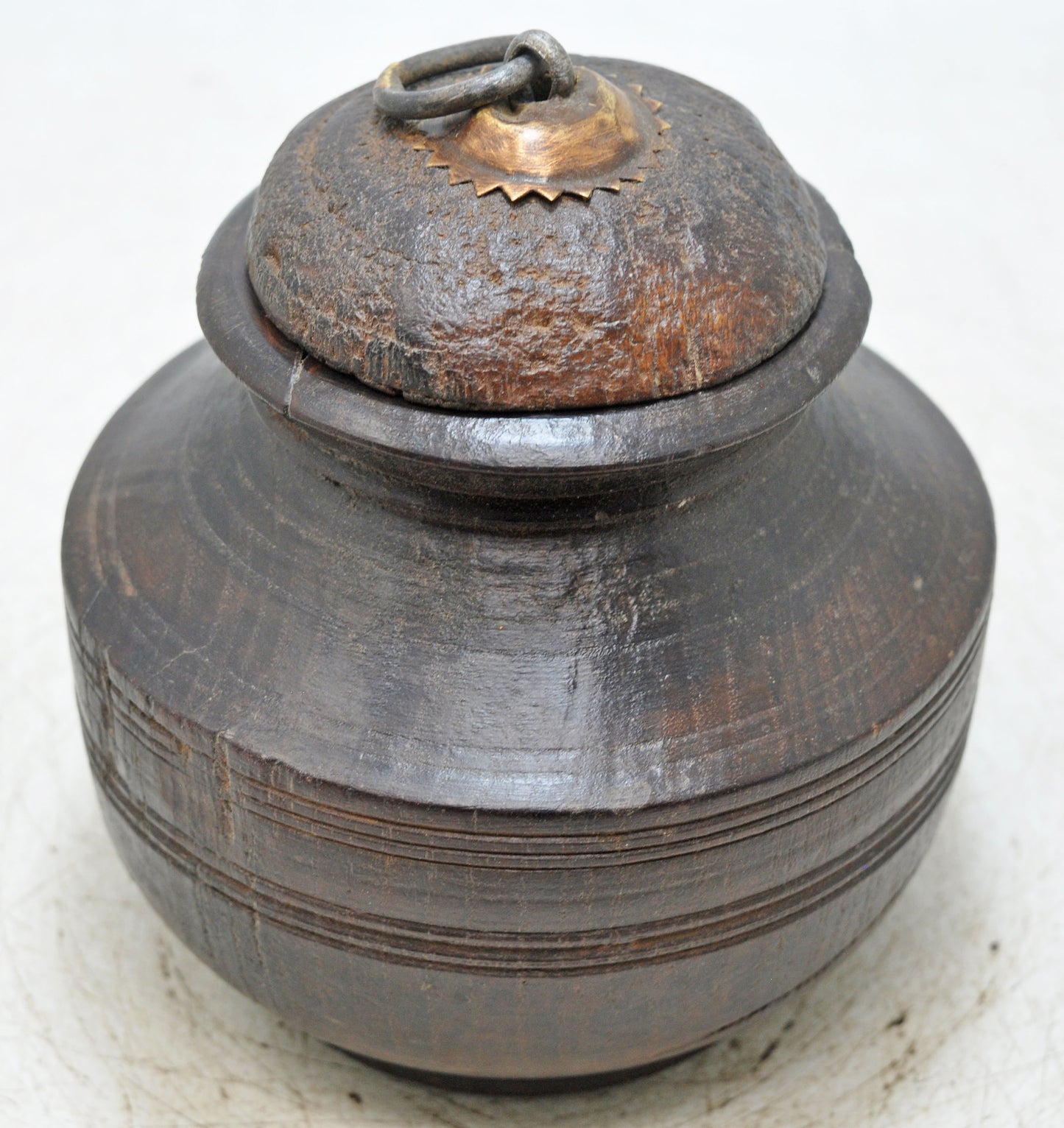 Antique Wooden Himalayan Water Storage Box Original Old Hand Carved