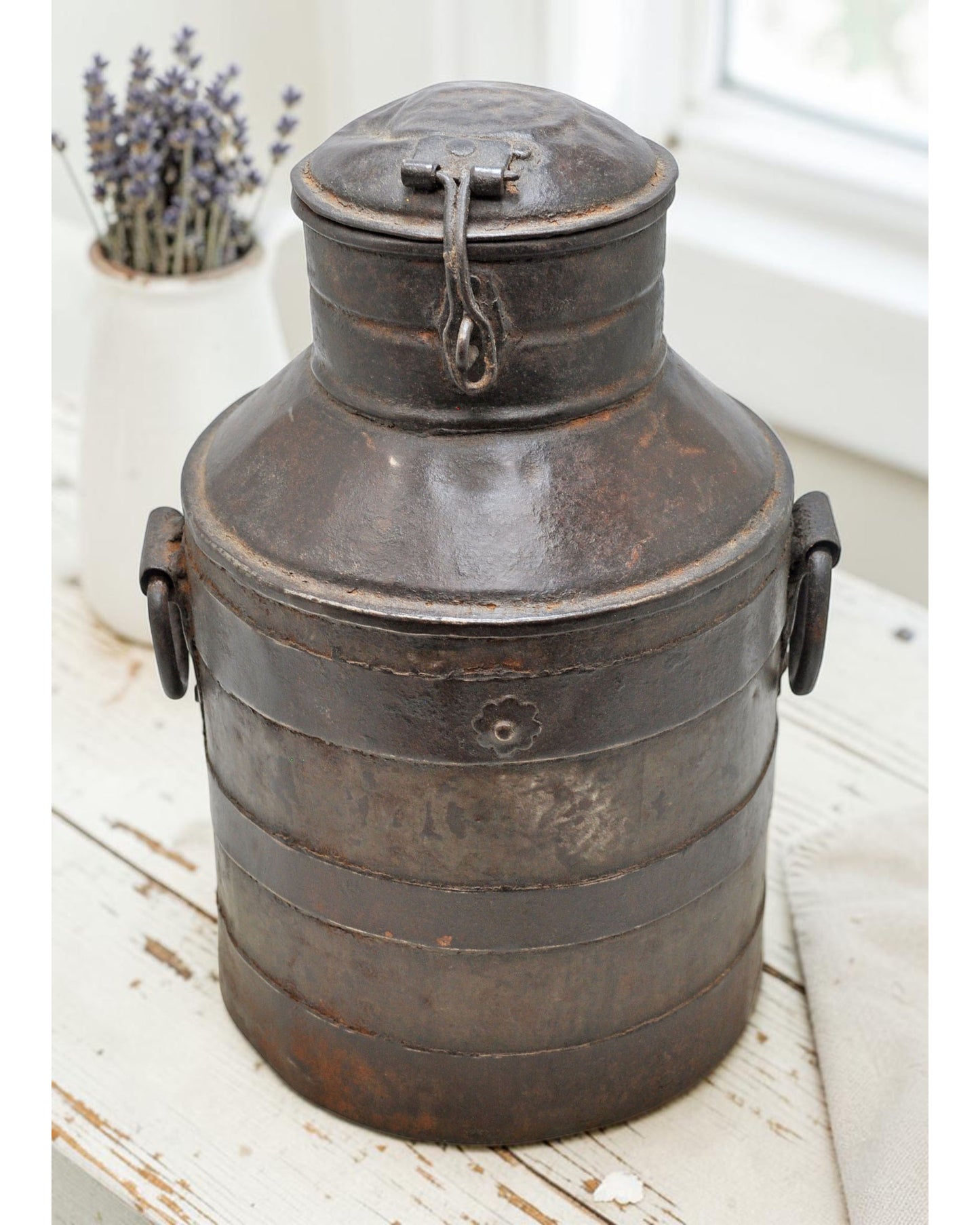 Antique Iron Milk Can Milkpot Original Old Hand Crafted