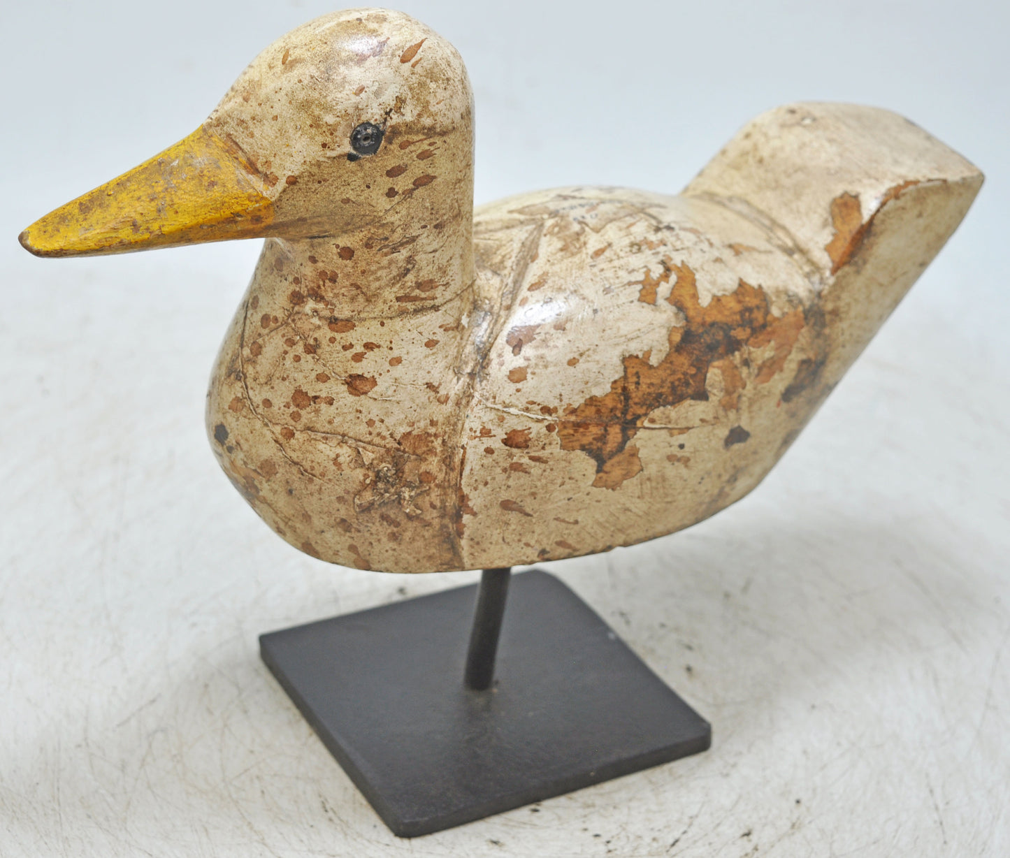 Vintage Wooden Duck Figurine Original Old Hand Carved Painted