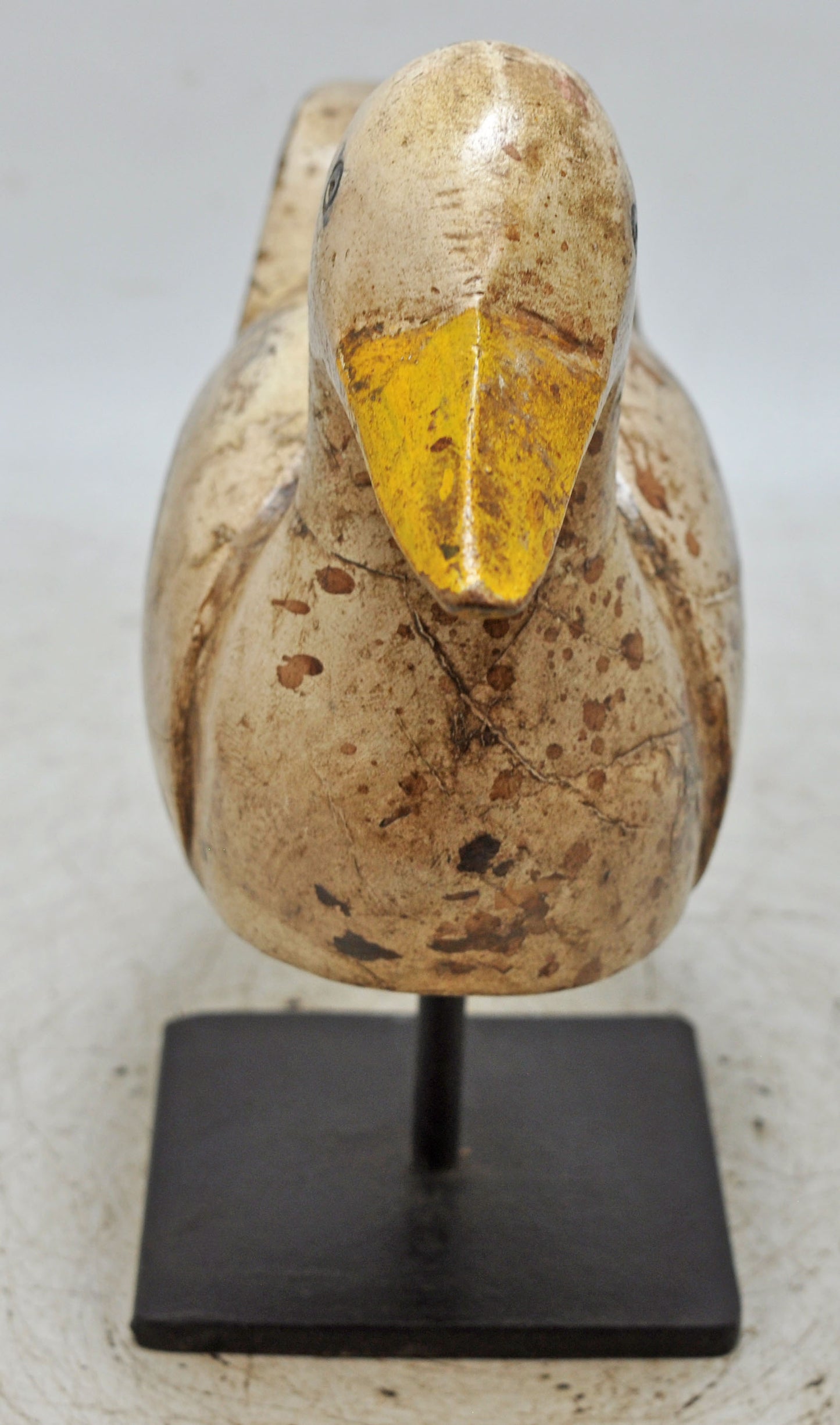 Vintage Wooden Duck Figurine Original Old Hand Carved Painted