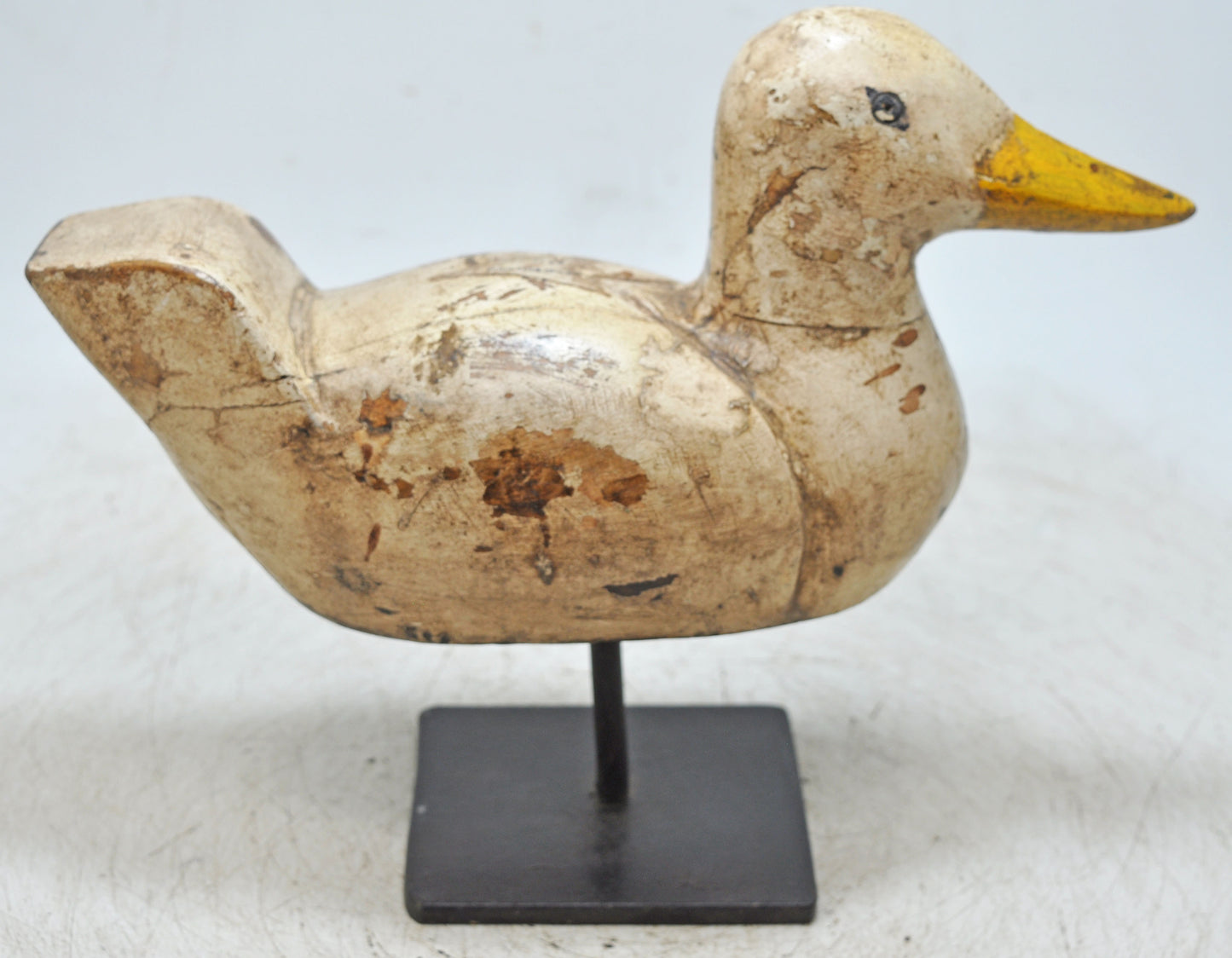 Vintage Wooden Duck Figurine Original Old Hand Carved Painted