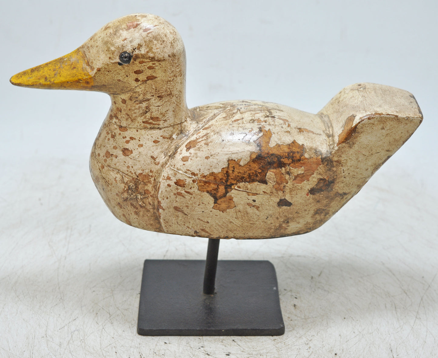Vintage Wooden Duck Figurine Original Old Hand Carved Painted