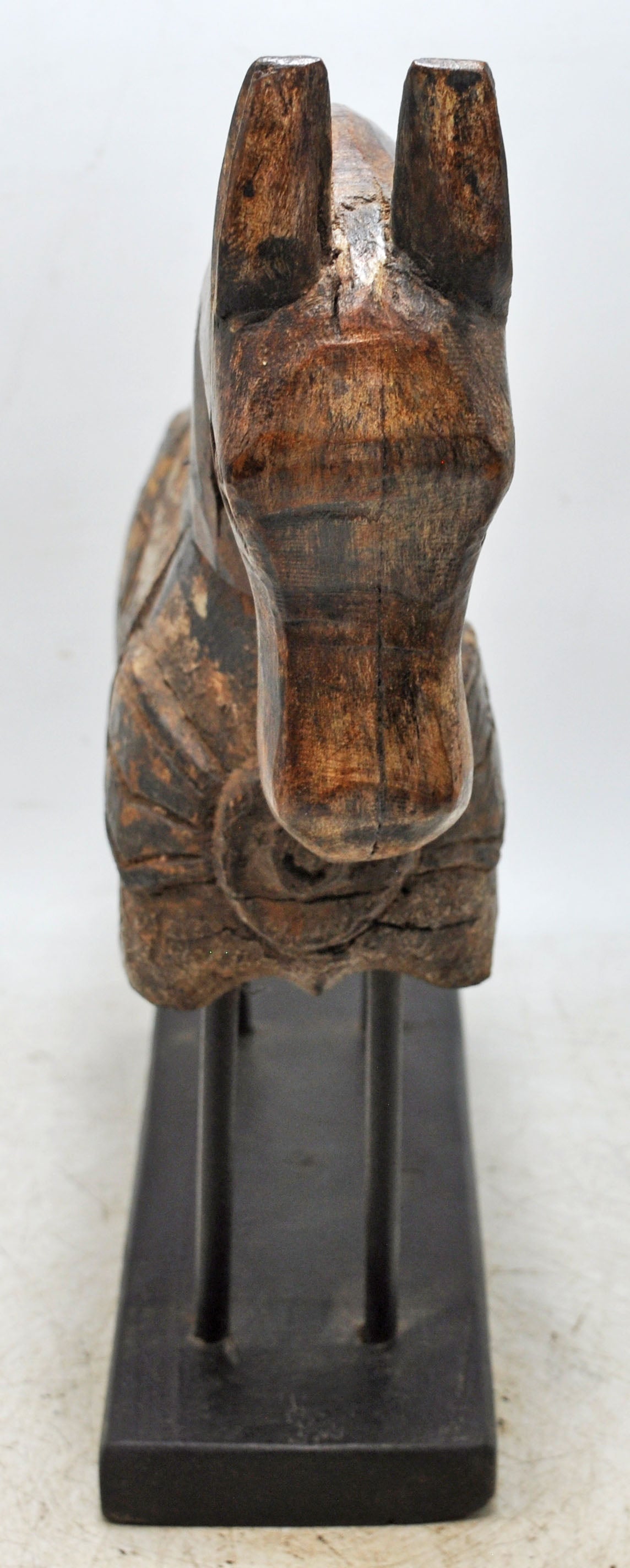 Antique Wooden Large Horse Figurine Original Old Fine Hand Carved