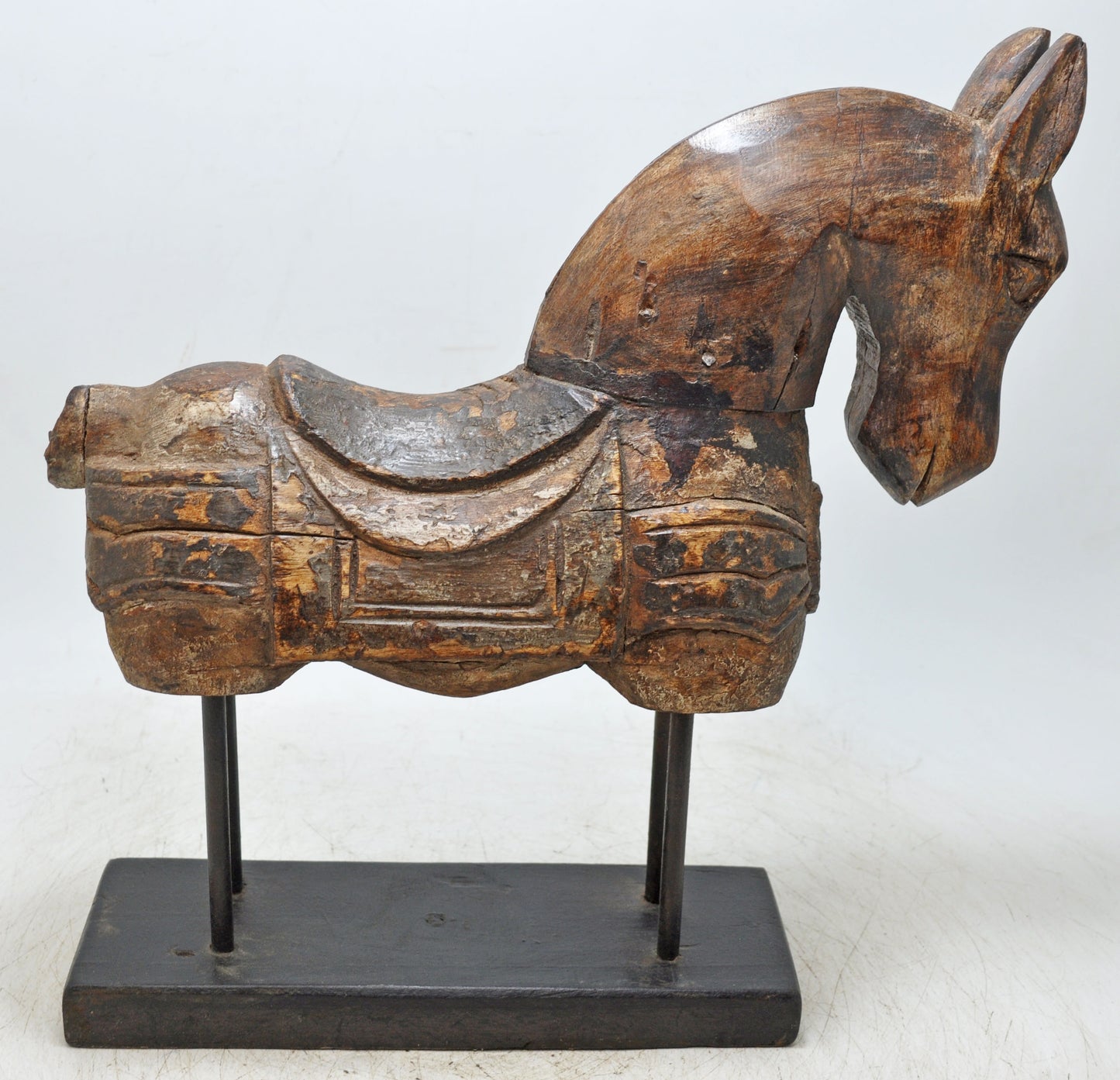 Antique Wooden Large Horse Figurine Original Old Fine Hand Carved