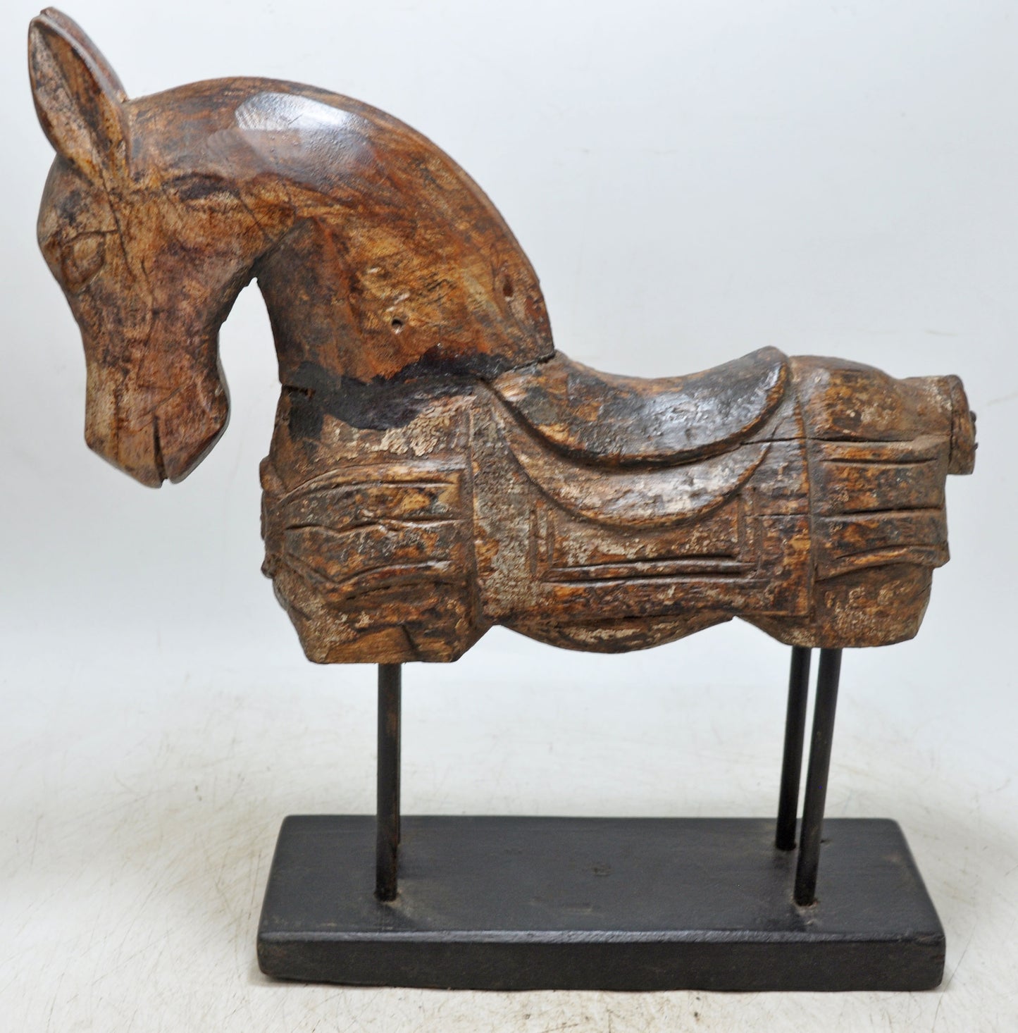 Antique Wooden Large Horse Figurine Original Old Fine Hand Carved