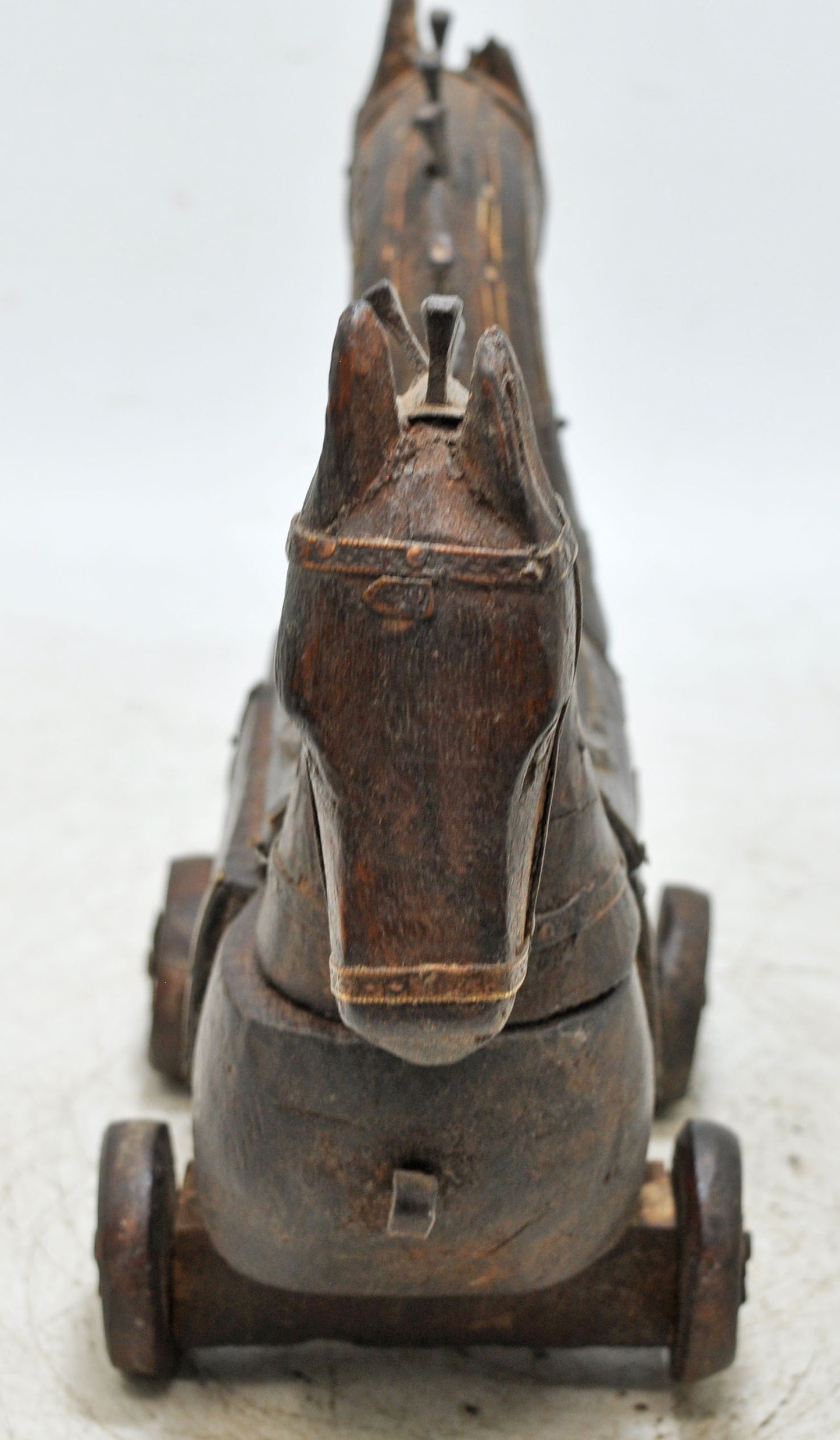 Vintage Wooden Horse on Wheels Figurine Spice Box Original Old Fine Hand Carved