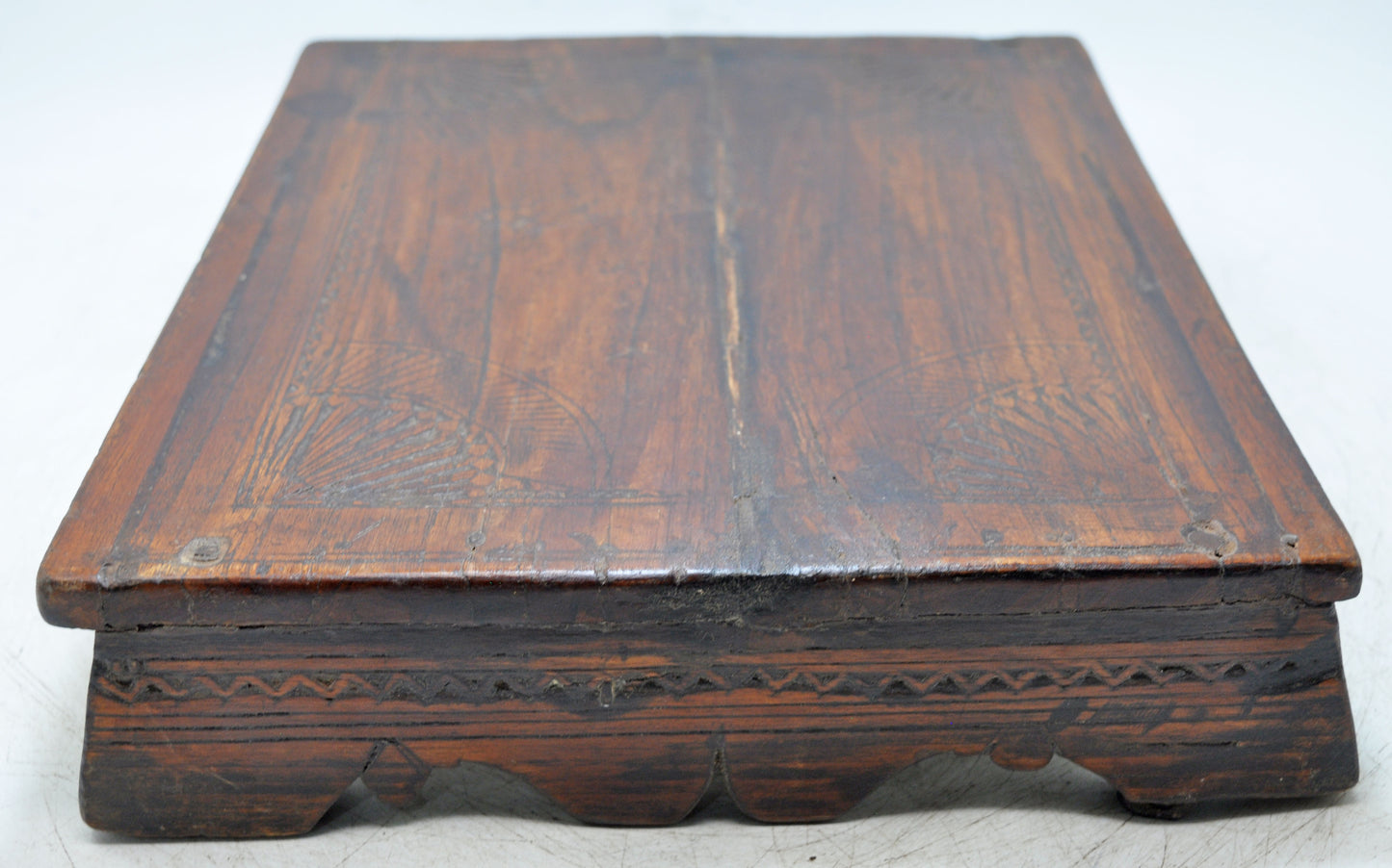 Antique Wooden Floor Sitting Bajot Low Stool Original Old Hand Carved