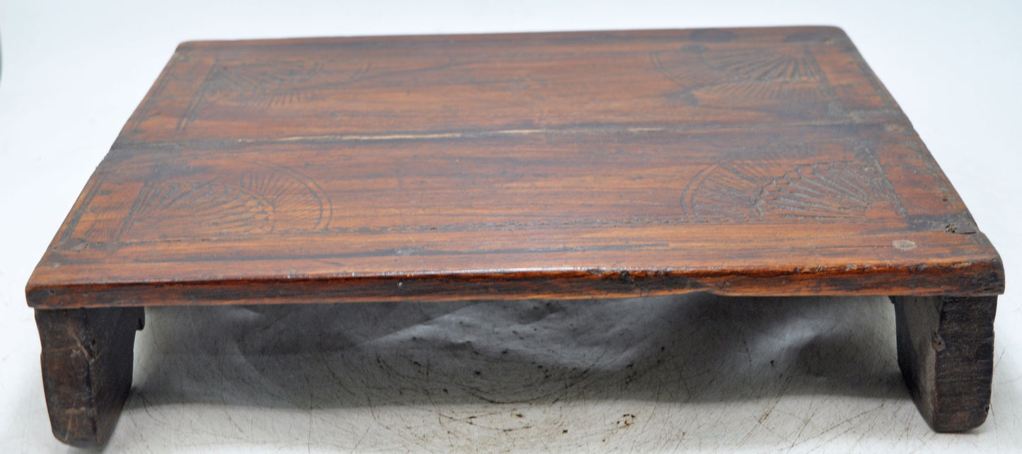 Antique Wooden Floor Sitting Bajot Low Stool Original Old Hand Carved