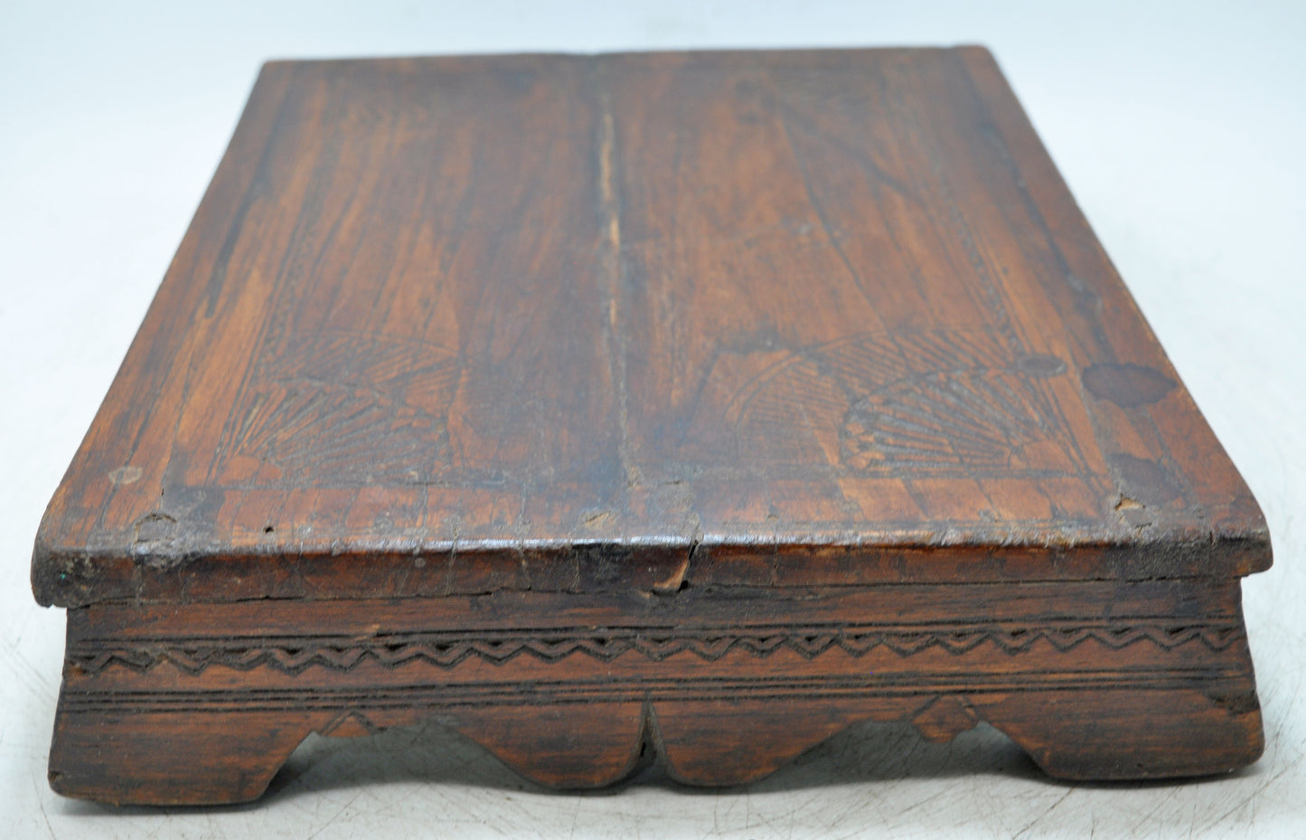 Antique Wooden Floor Sitting Bajot Low Stool Original Old Hand Carved