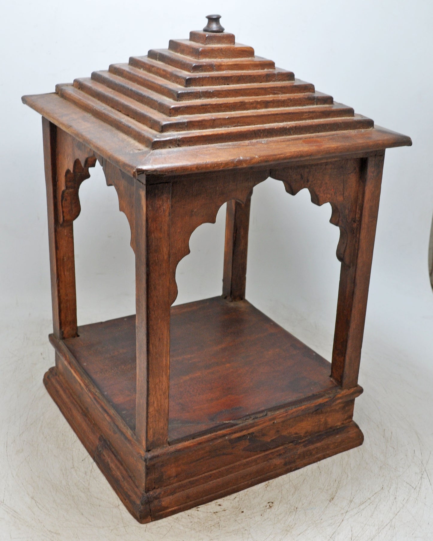 Vintage Wooden Temple Pedestal Stand Original Old Hand Crafted Carved