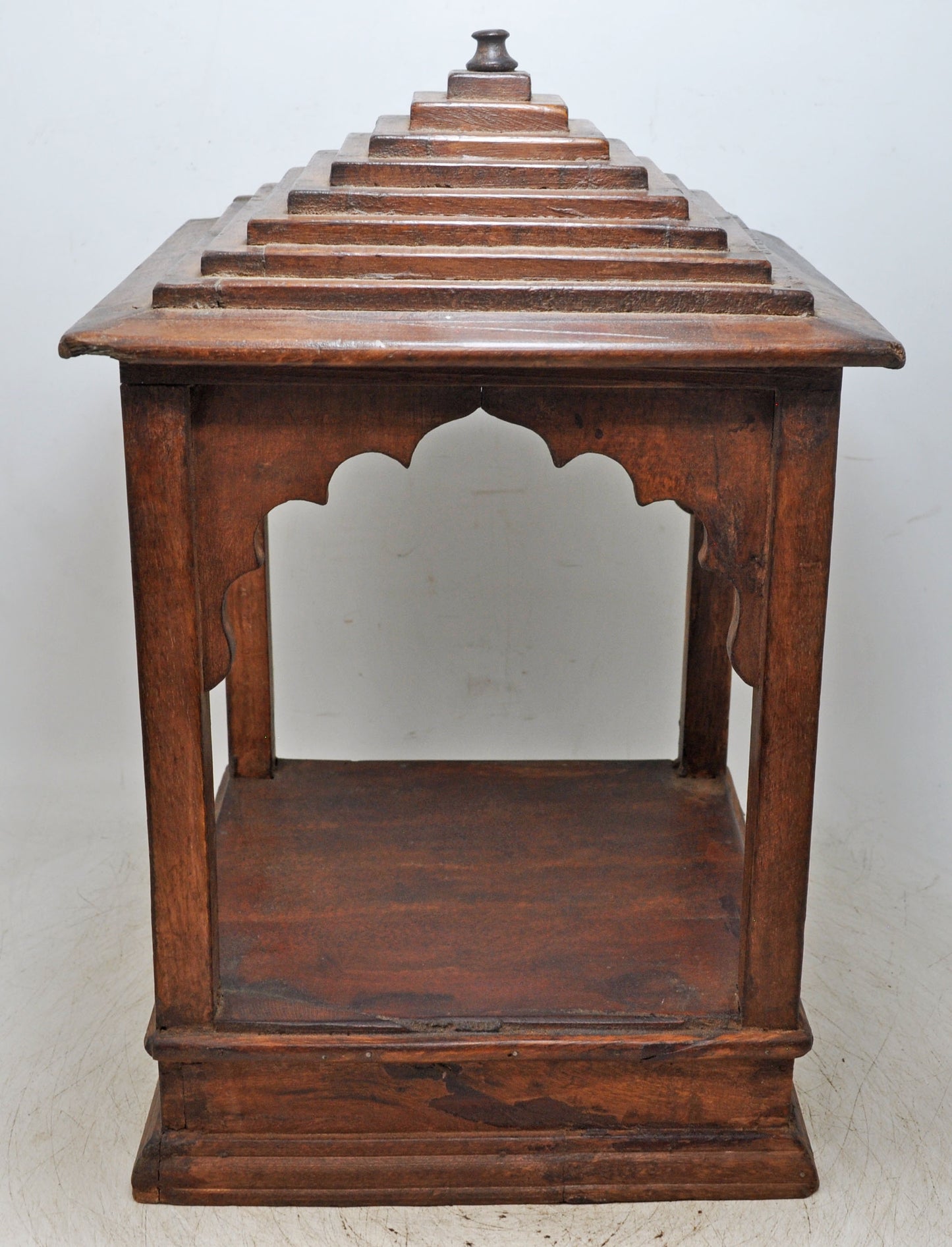 Vintage Wooden Temple Pedestal Stand Original Old Hand Crafted Carved