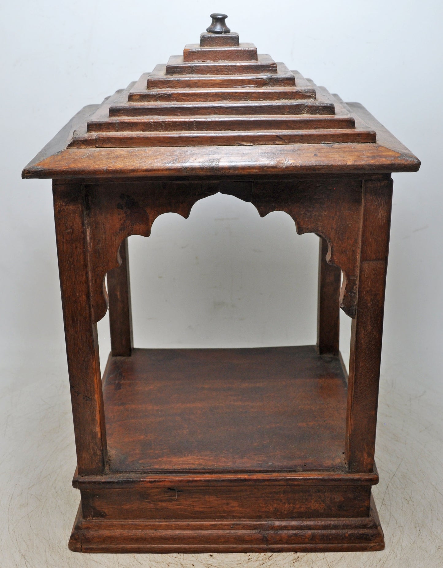Vintage Wooden Temple Pedestal Stand Original Old Hand Crafted Carved