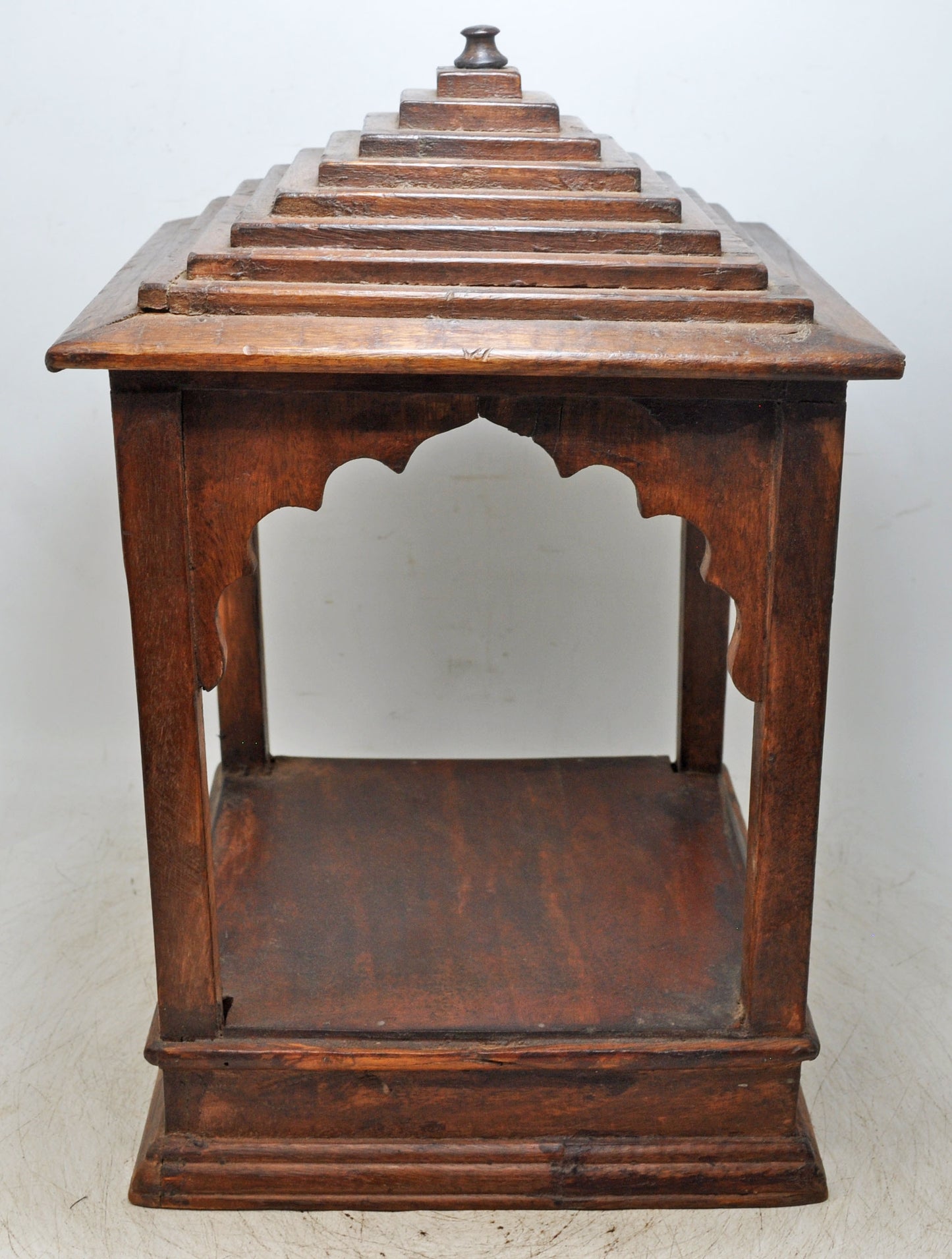 Vintage Wooden Temple Pedestal Stand Original Old Hand Crafted Carved