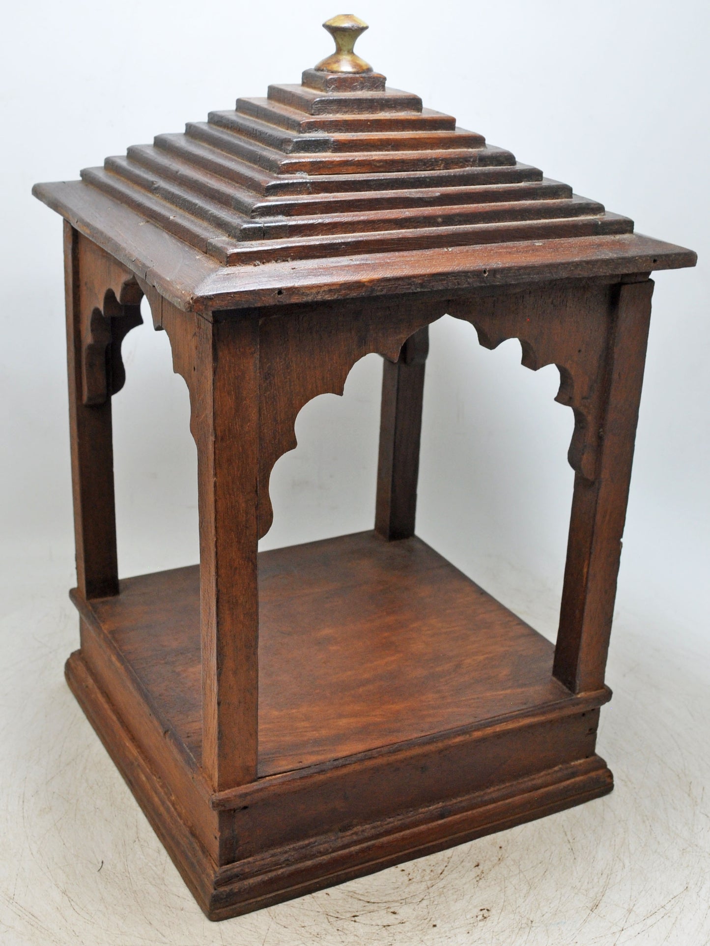 Vintage Wooden Temple Pedestal Stand Original Old Hand Crafted Carved