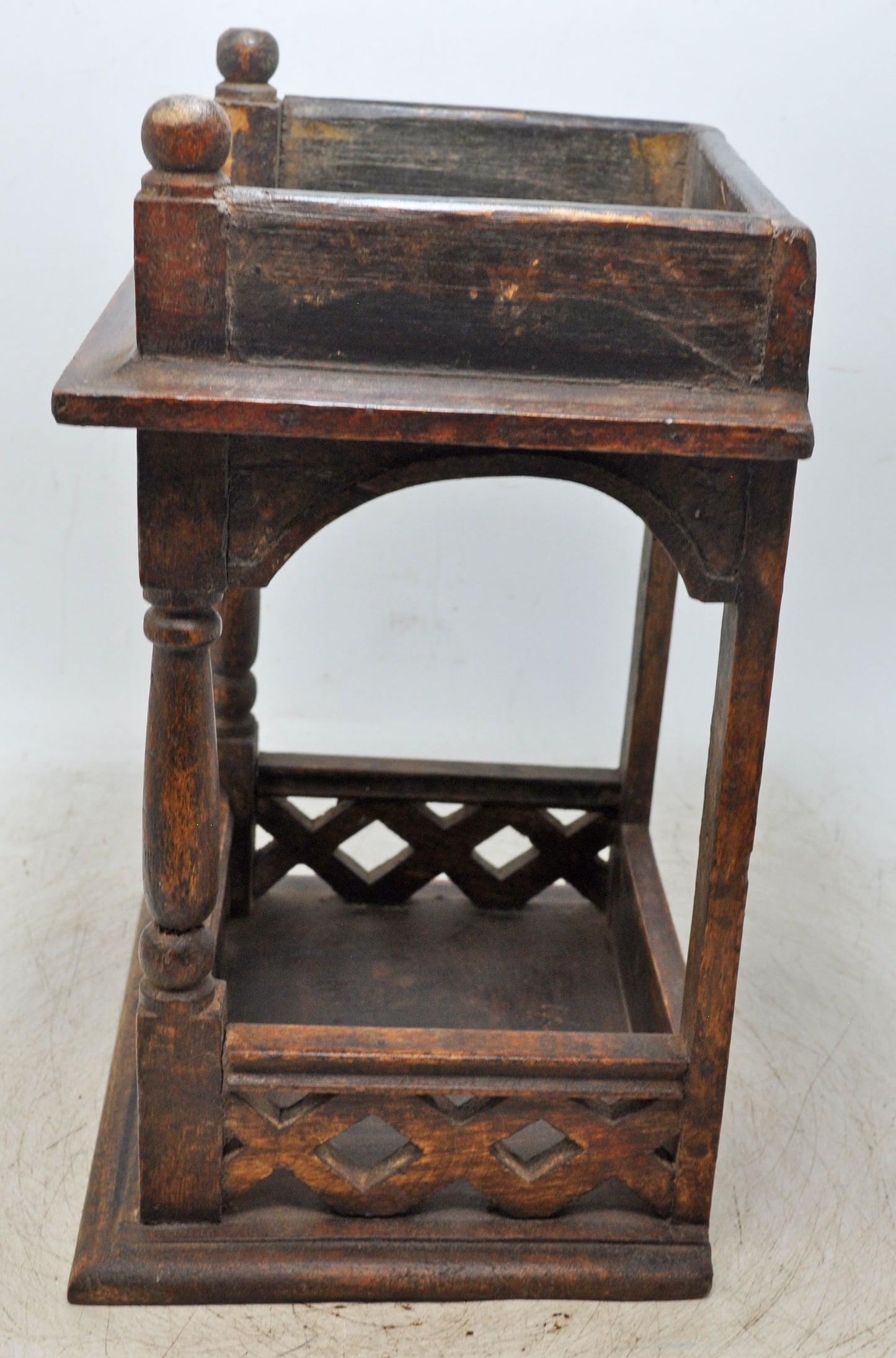 Vintage Wooden Temple Pedestal Stand Original Old Hand Crafted Carved