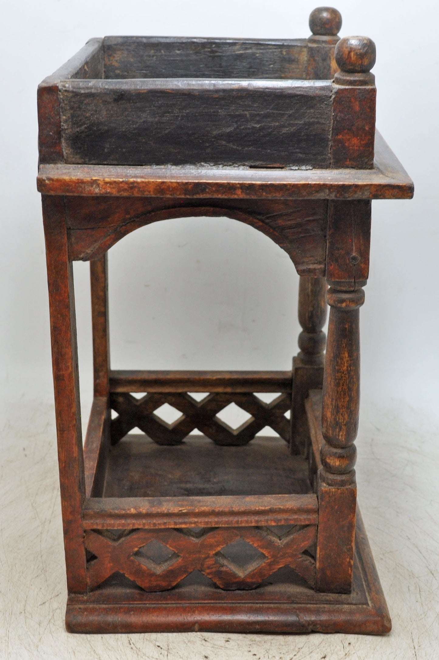 Vintage Wooden Temple Pedestal Stand Original Old Hand Crafted Carved