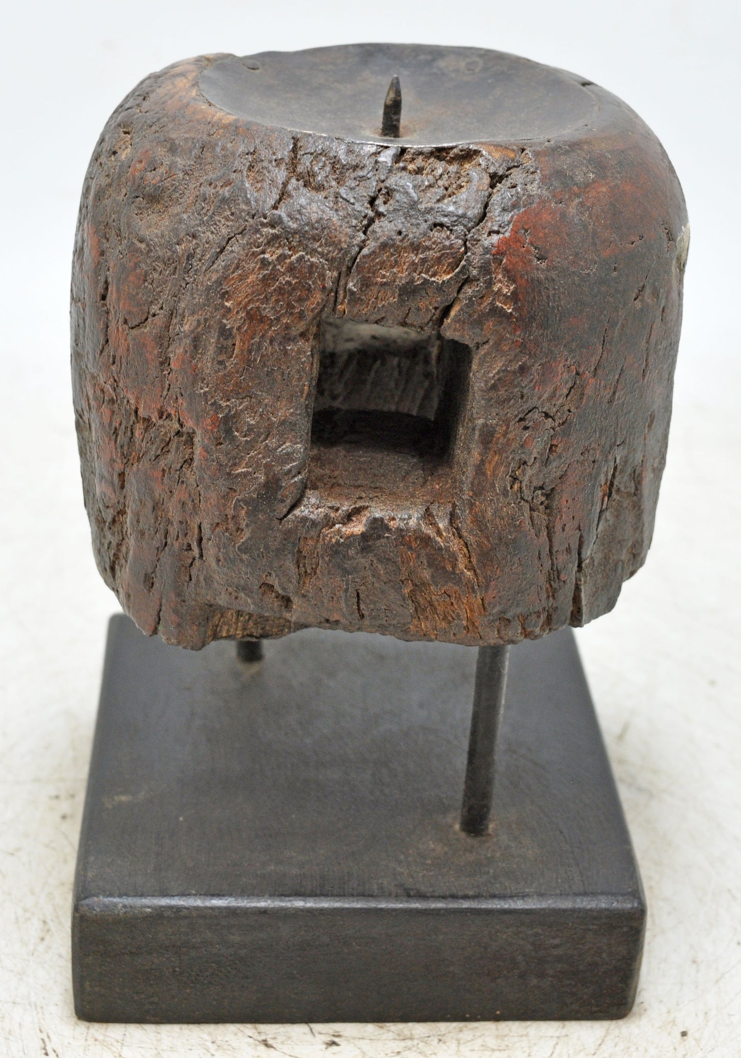 Antique Wooden Candle Holder Stand Original Old Hand Carved