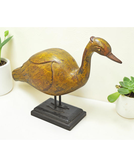 Vintage Wooden Duck Figurine Original Old Fine Hand Carved